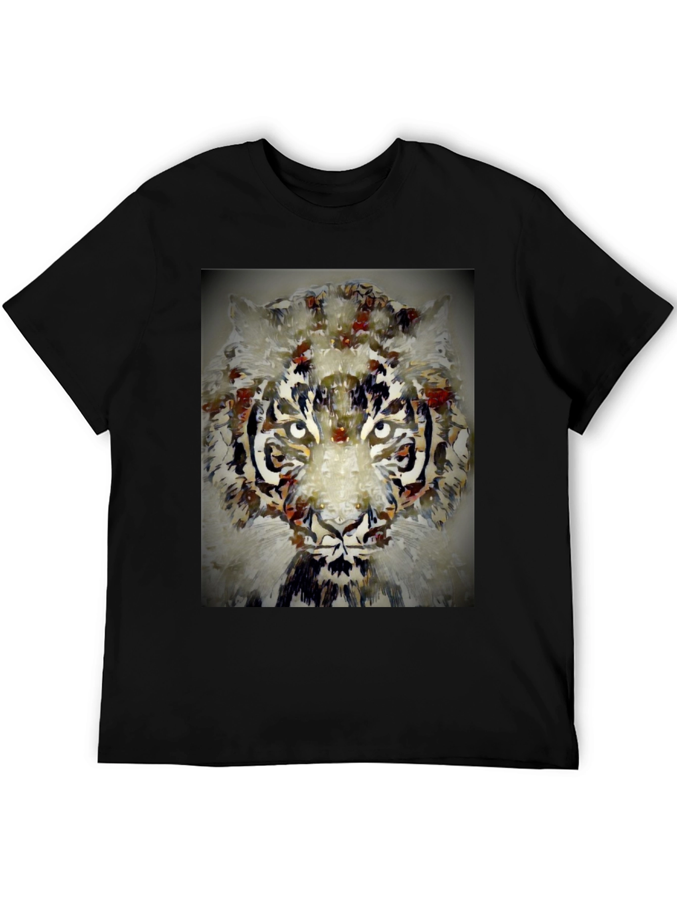 Black Abstract Tiger Graphic Tee view 5