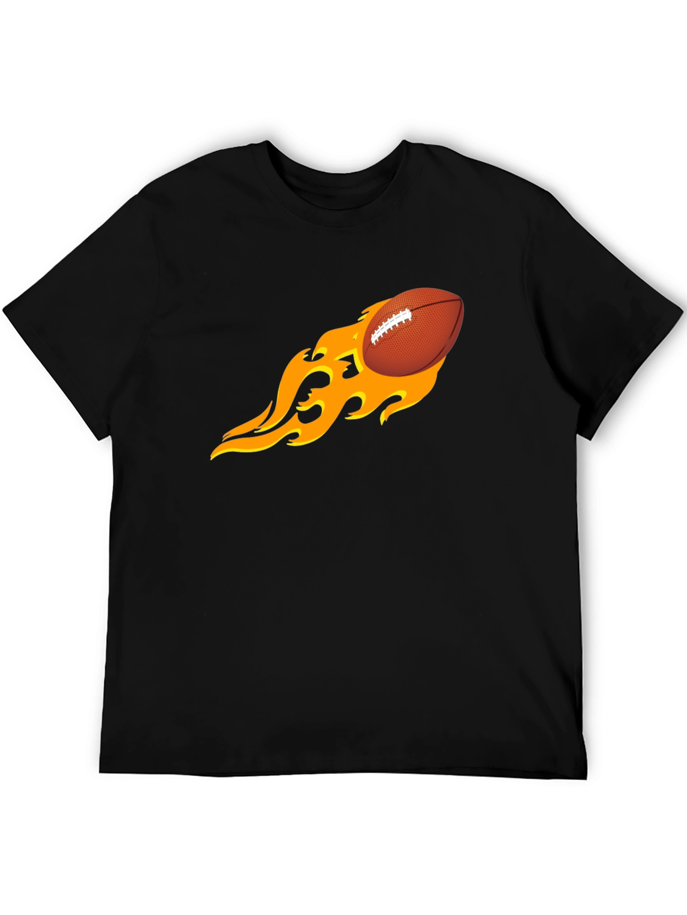 Black Flaming Football Graphic Tee - Black T-Shirt view 5
