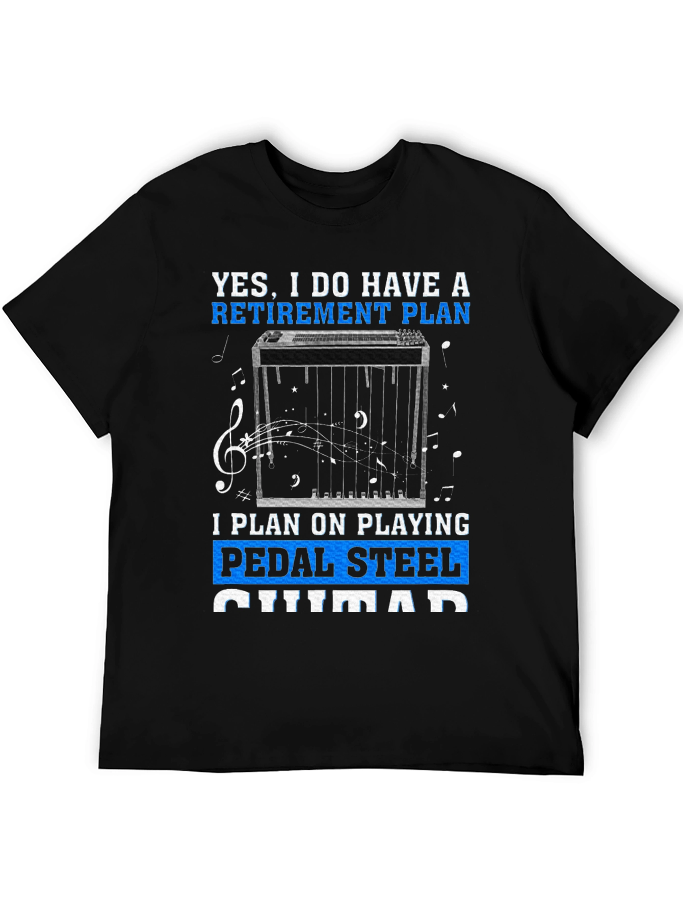 Black Retirement Pedal Steel Guitar T-Shirt view 5