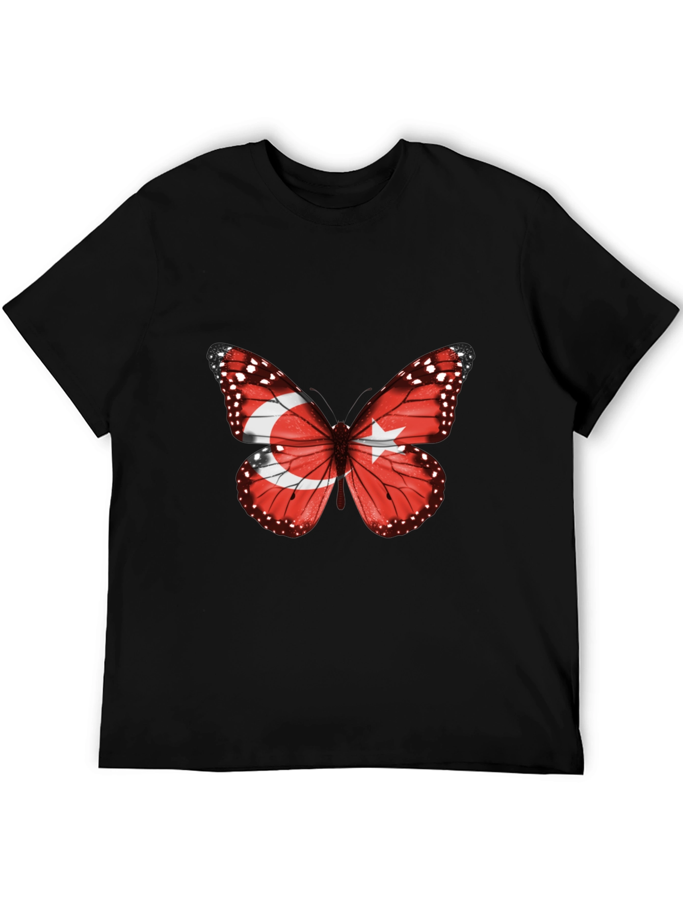 Black Turkey Flag Butterfly Graphic Tee view 5
