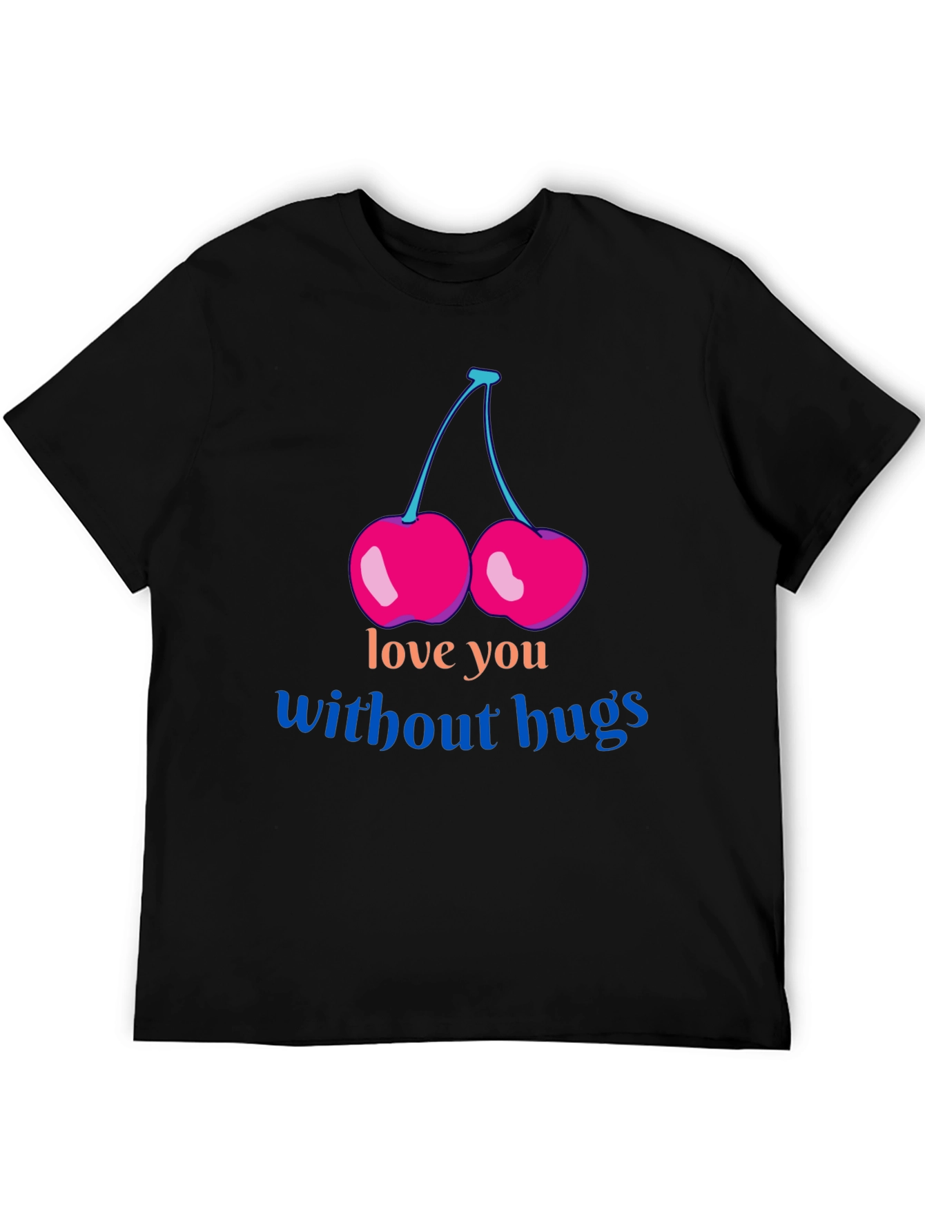 Black Love You Without Hugs Cherry Graphic Tee - Black view 5