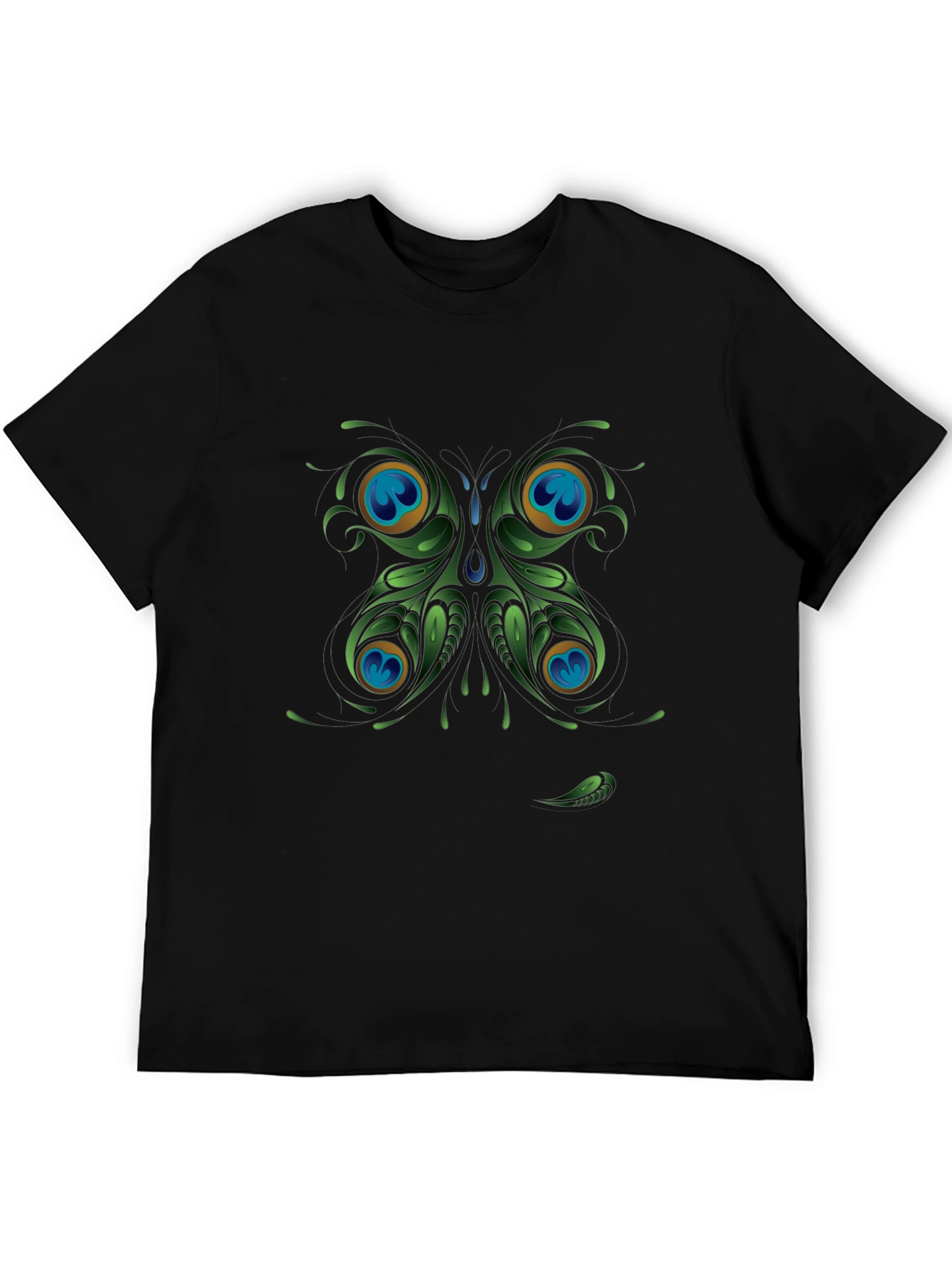 Black Peacock Butterfly Graphic Black T-Shirt view 5