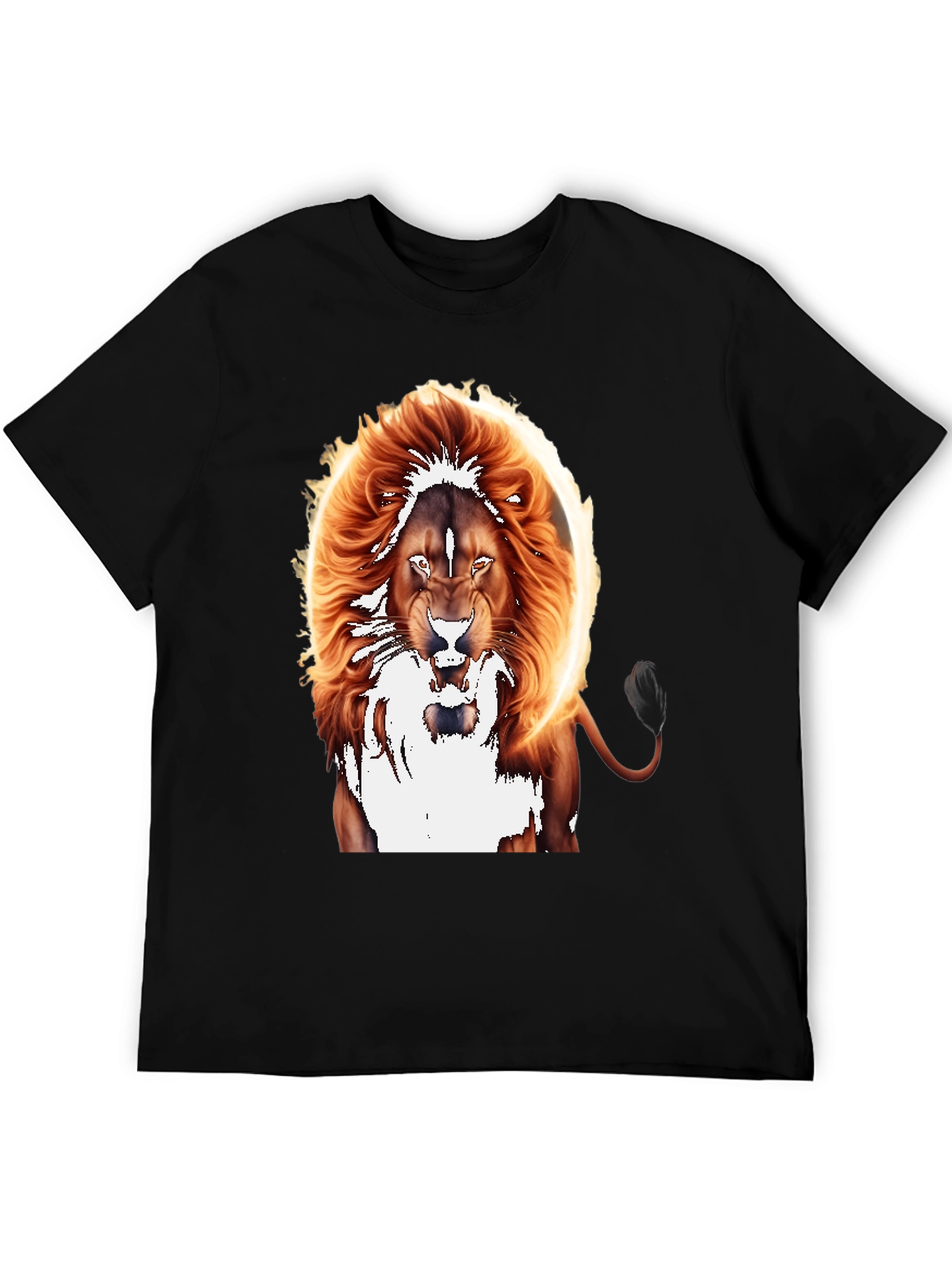 Black Fiery Lion Graphic Tee - Bold Animal Print view 5
