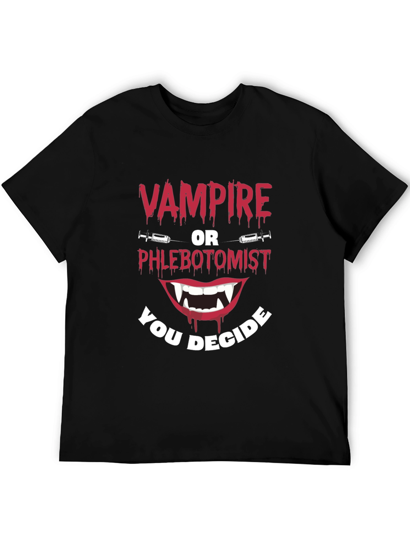 Black Vampire or Phlebotomist Funny Graphic Tee view 5