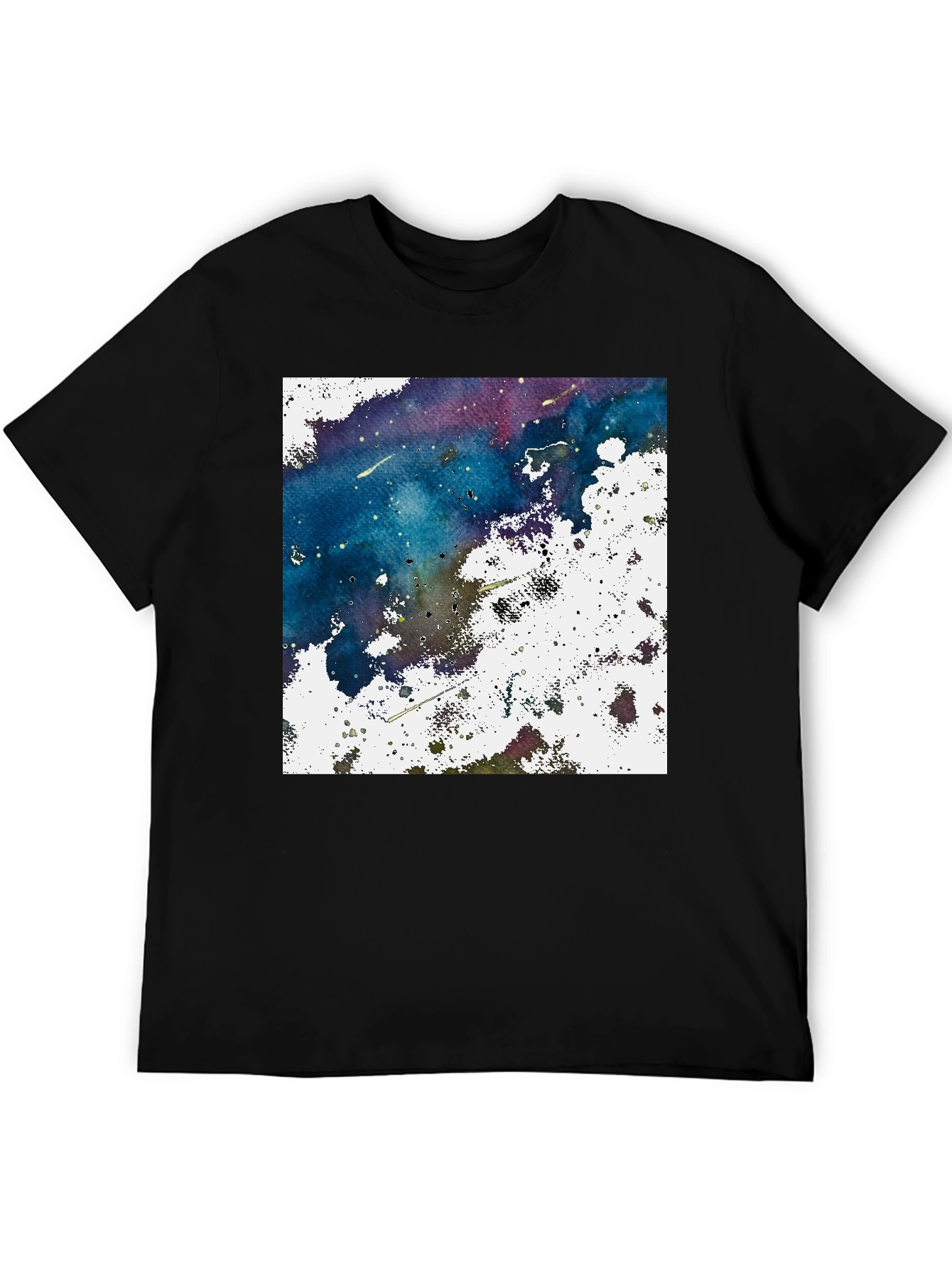 Black Abstract Galaxy Graphic Print Black T-Shirt view 5