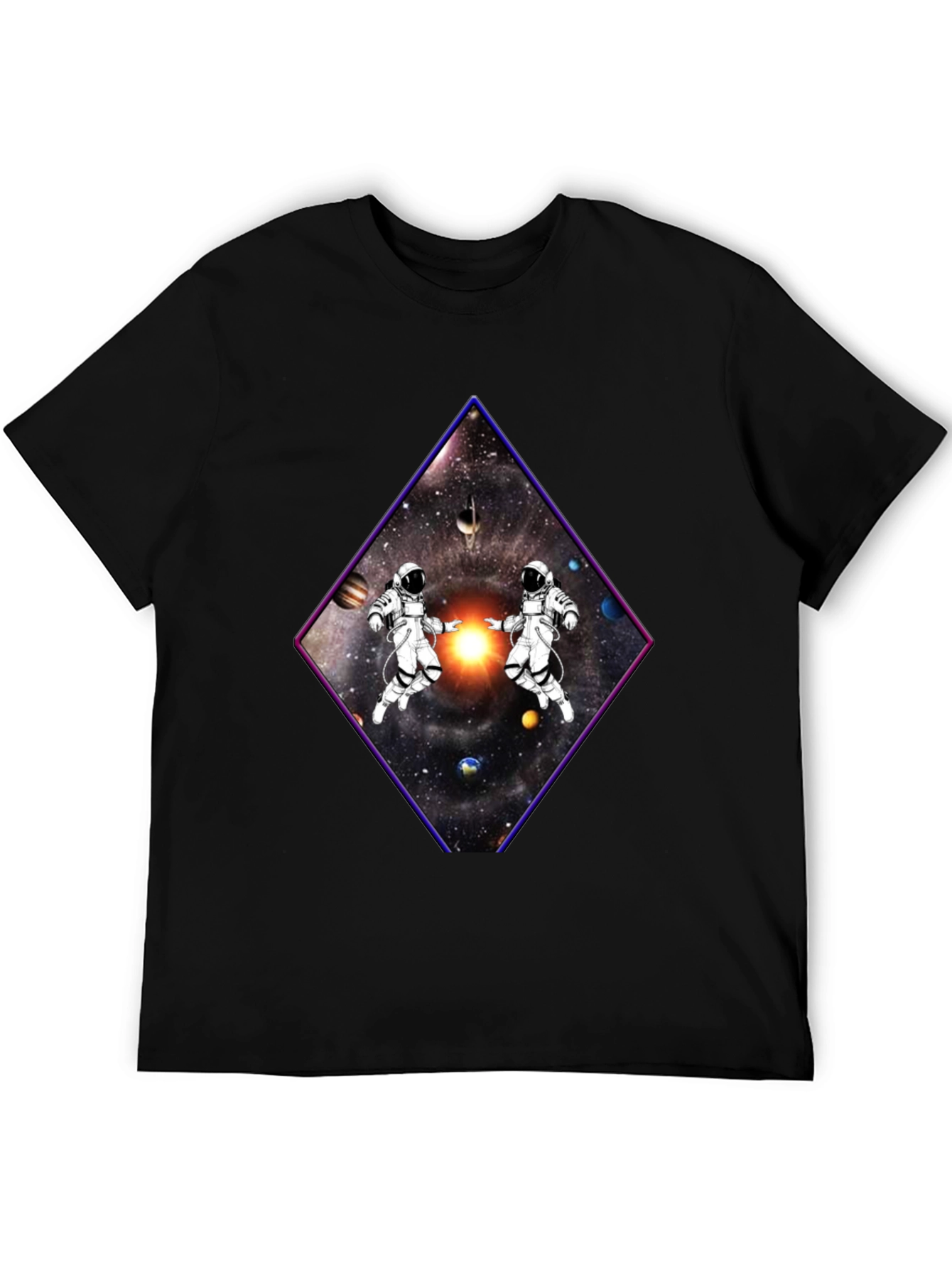 Black Astronaut Space Diamond Graphic Tee view 5