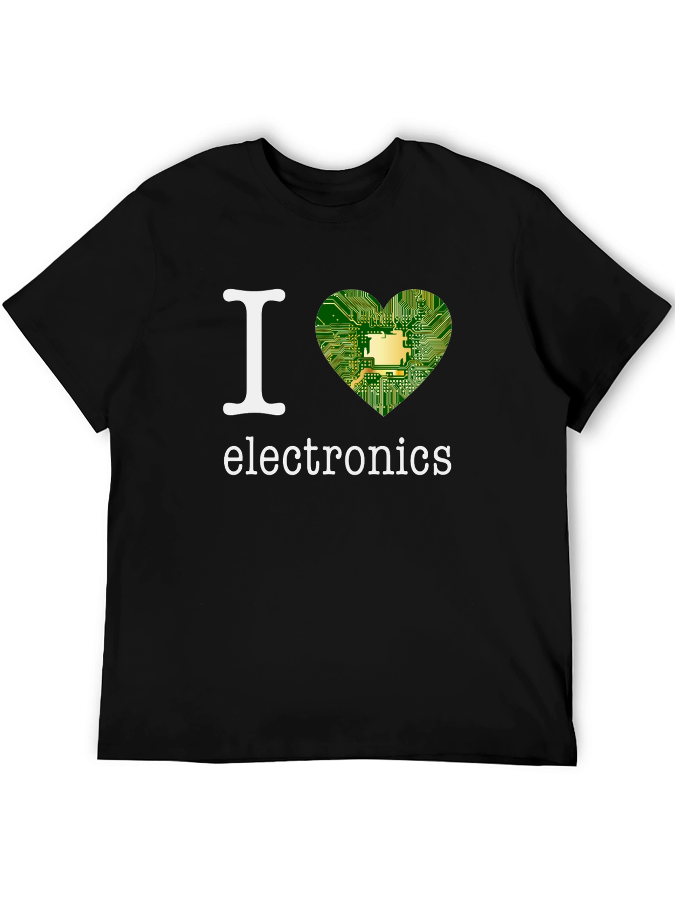 Black I Heart Electronics T-Shirt - Circuit Board Design view 5