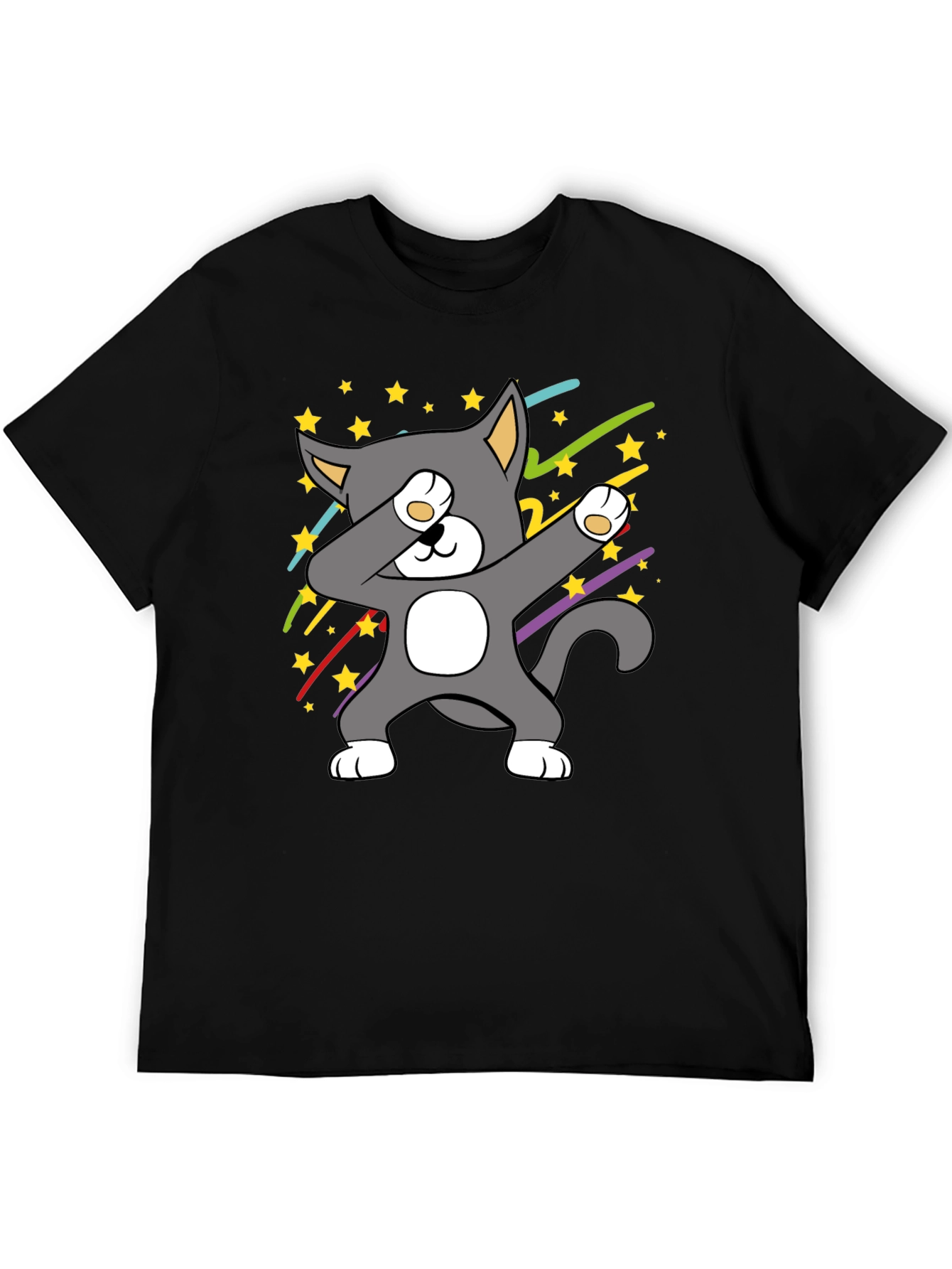 Black Dabbing Cat T-Shirt - Cool Graphic Tee view 5