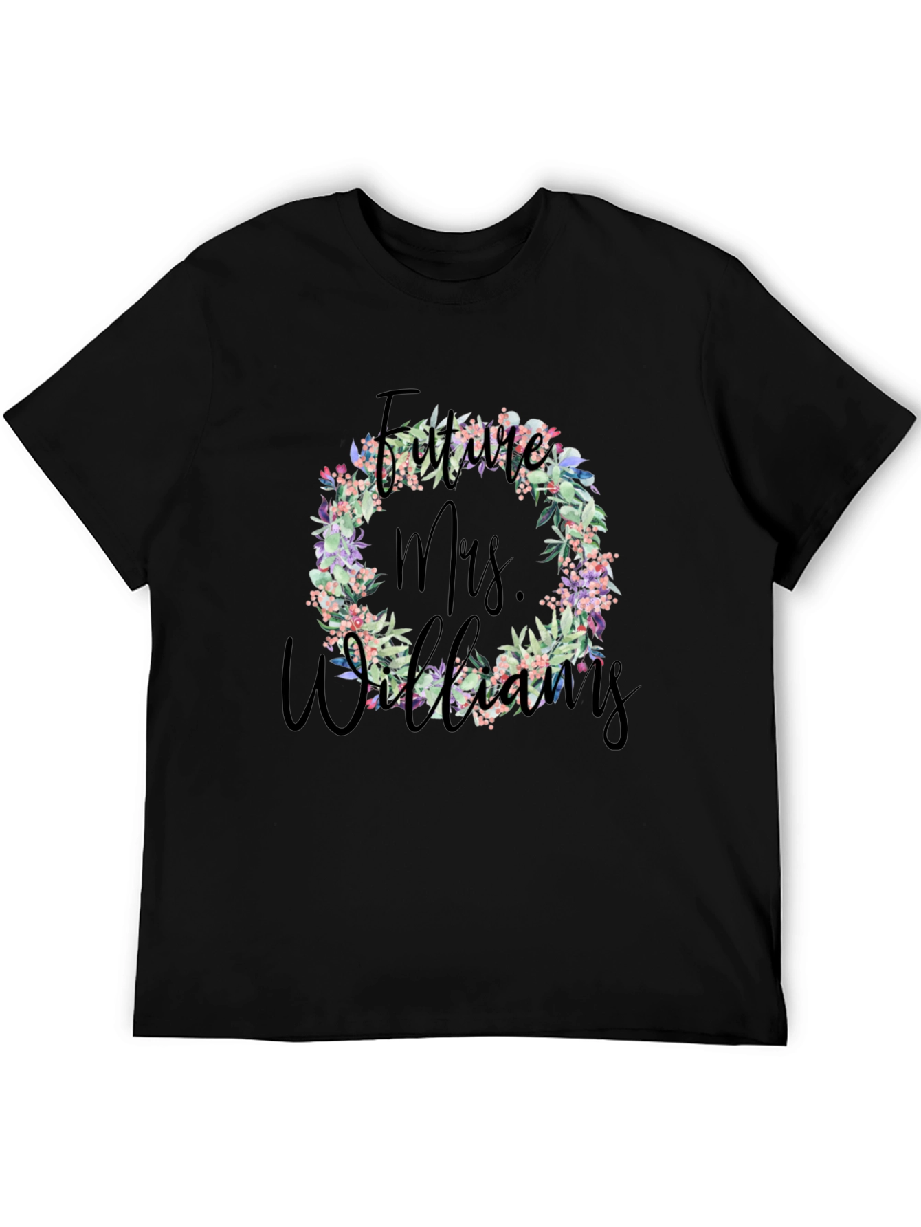 Black Future Mrs. Williams Floral Wreath T-Shirt view 5