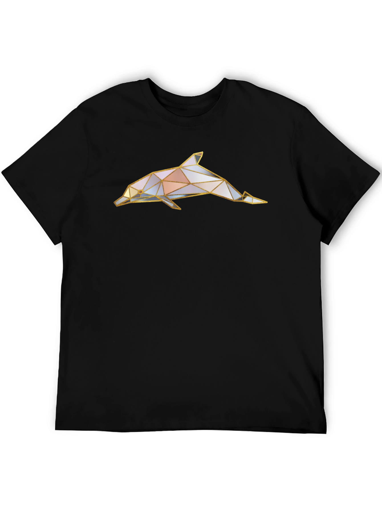 Black Geometric Dolphin Graphic Tee - Black view 5
