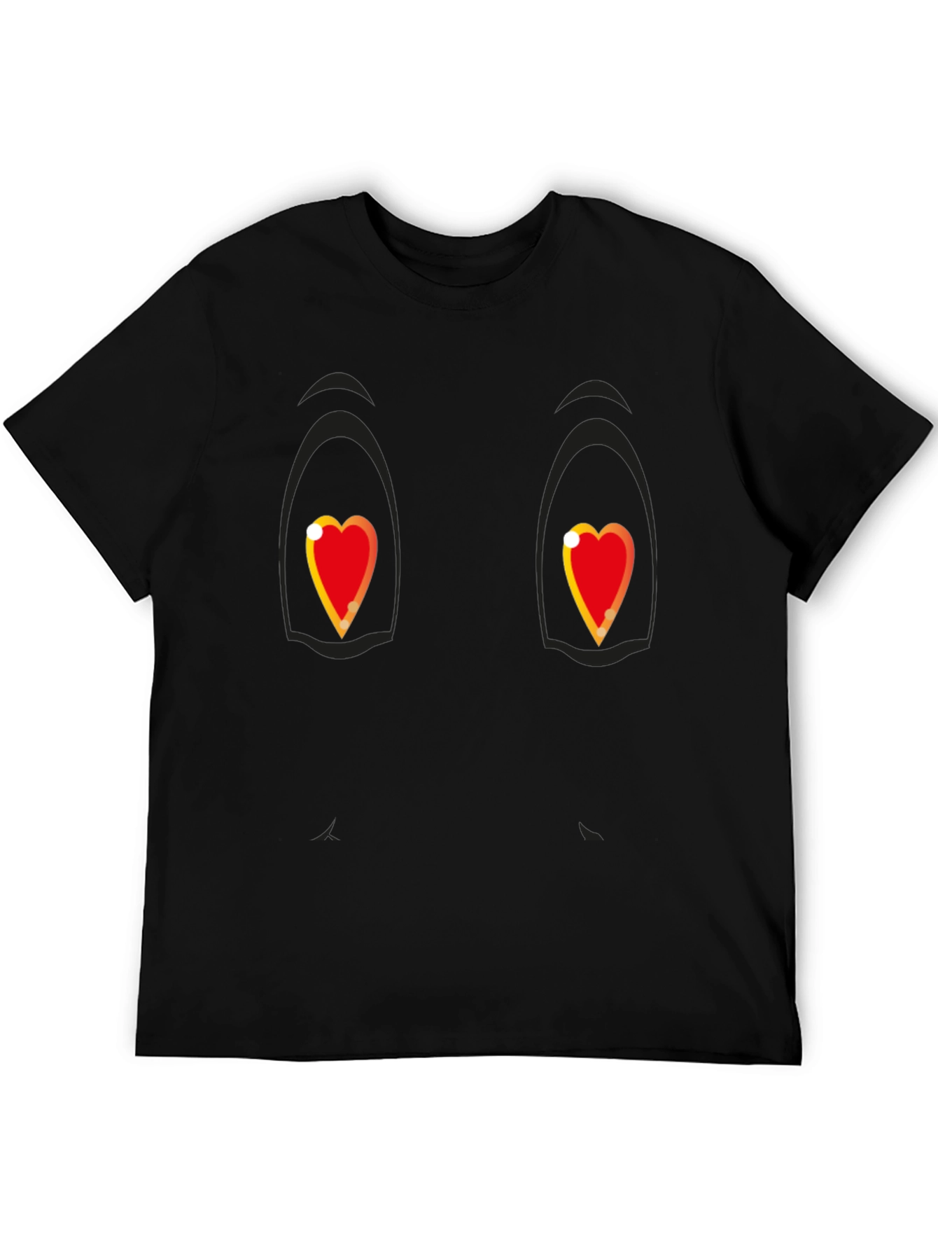 Black Heart Eyes Cartoon Graphic Black T-Shirt view 5