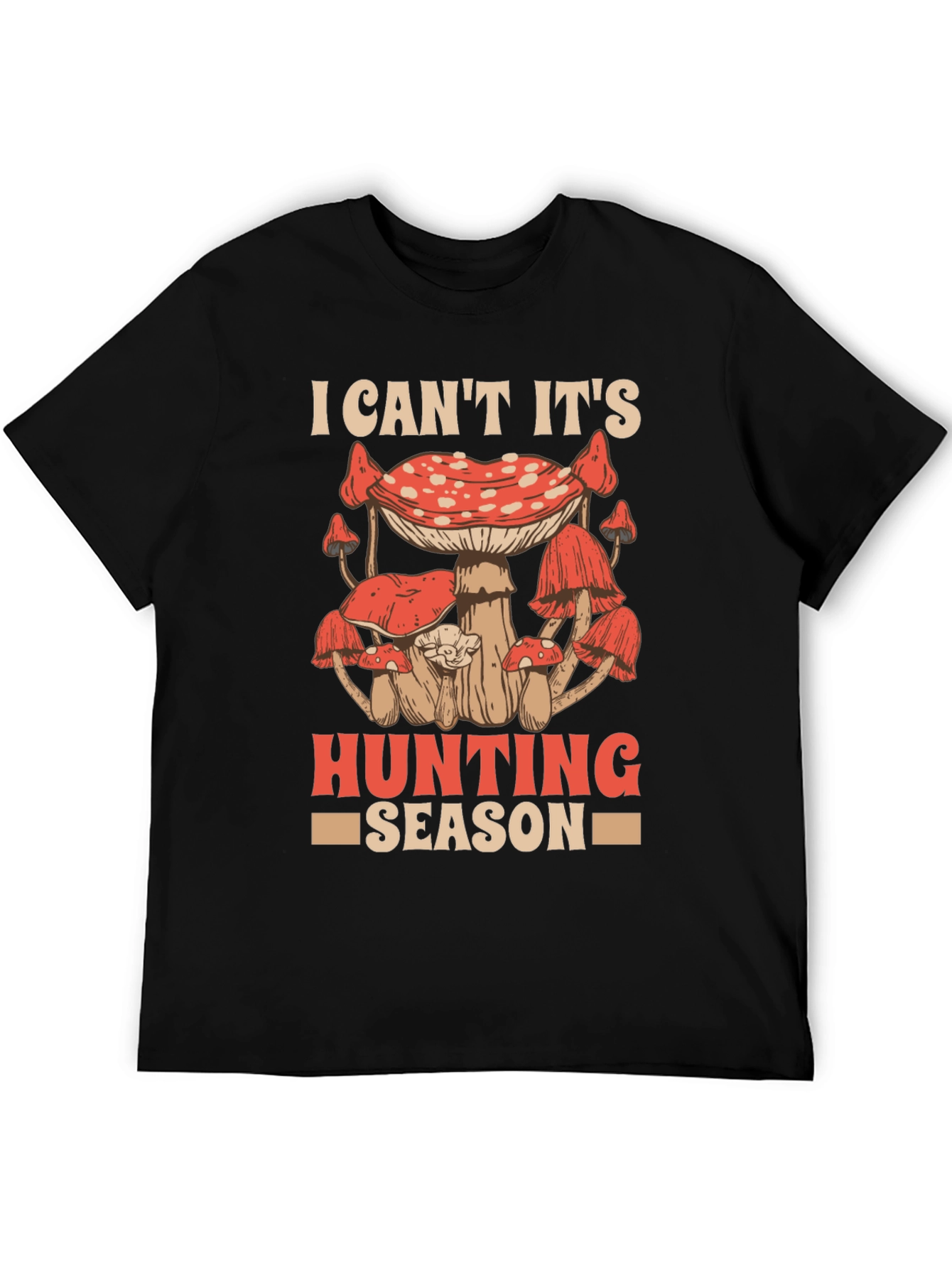 Black Mushroom Hunting Season Graphic Tee view 5