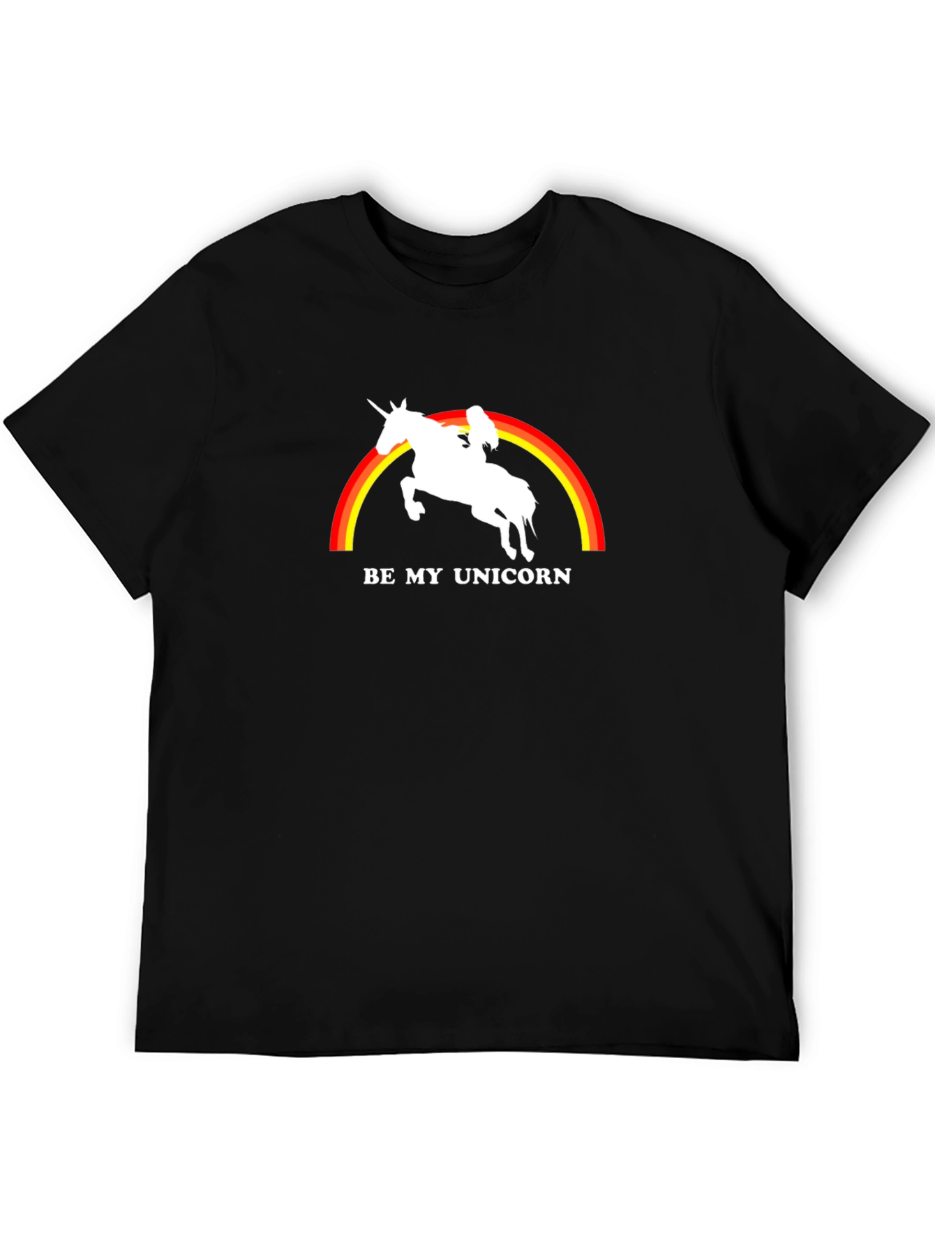 Black Be My Unicorn Graphic T-Shirt - Men's Black Tee view 5