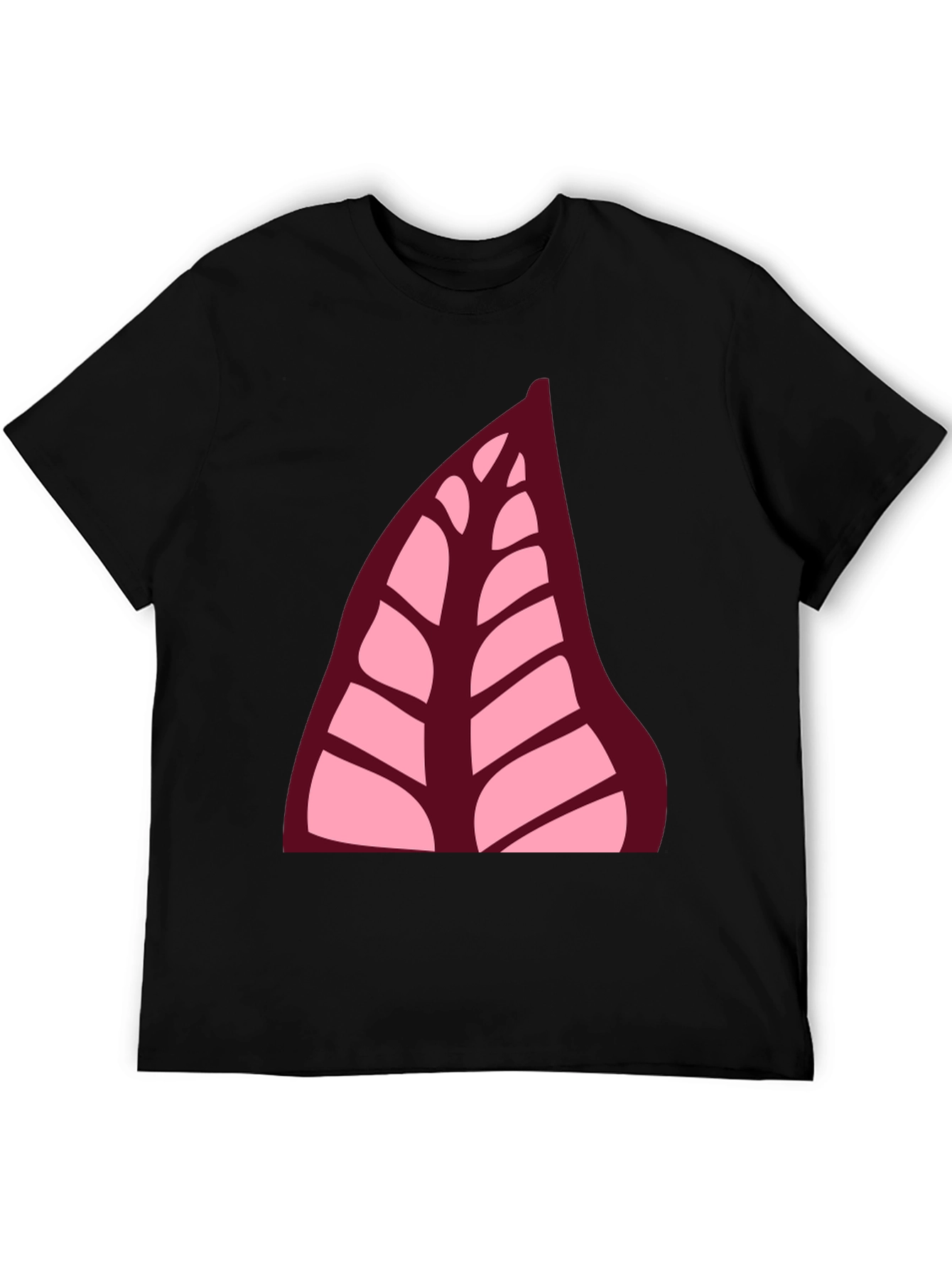 Black Leaf Print Black T-Shirt view 5