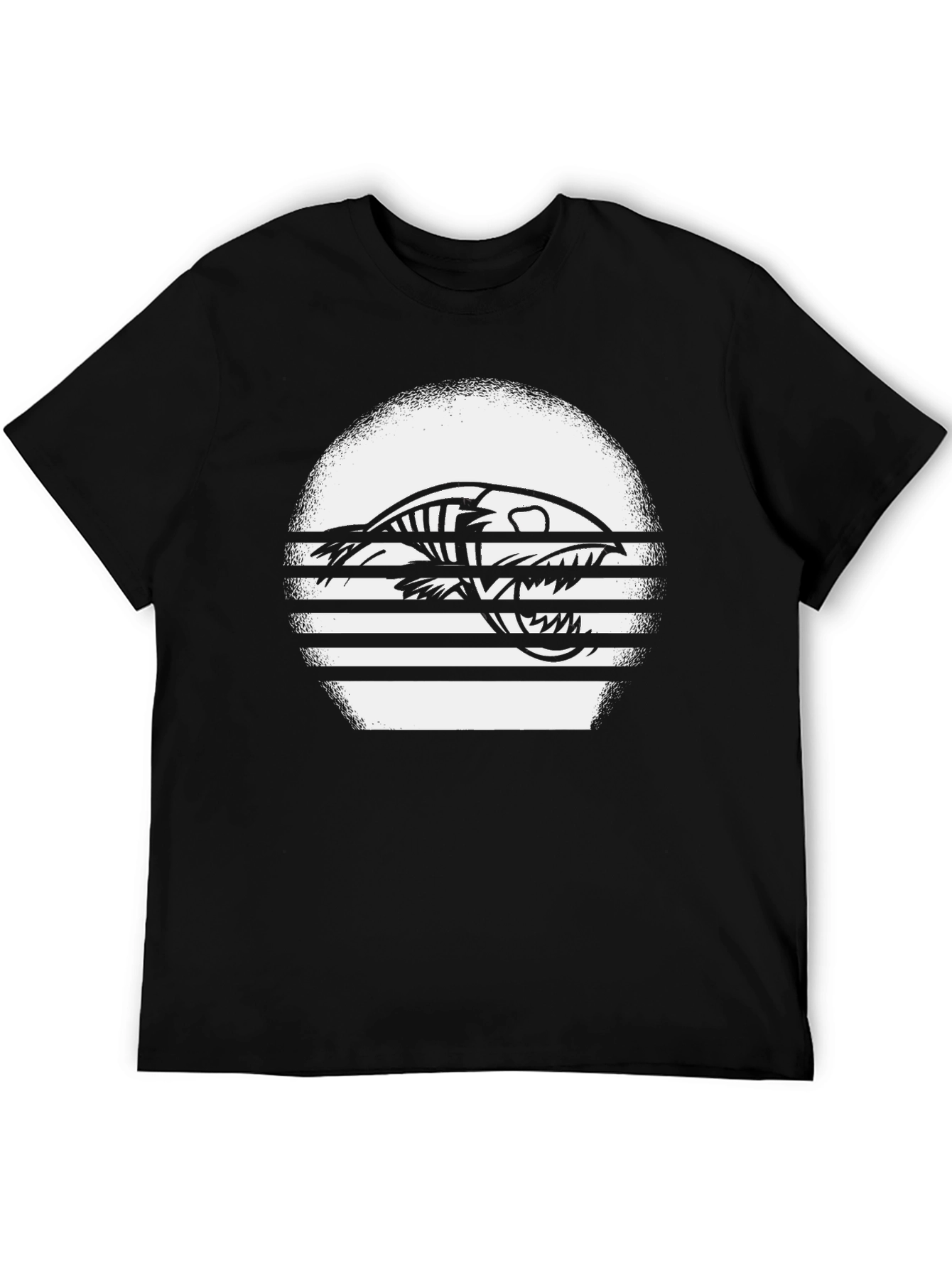 Black Retro Fish Skeleton Graphic T-Shirt view 5