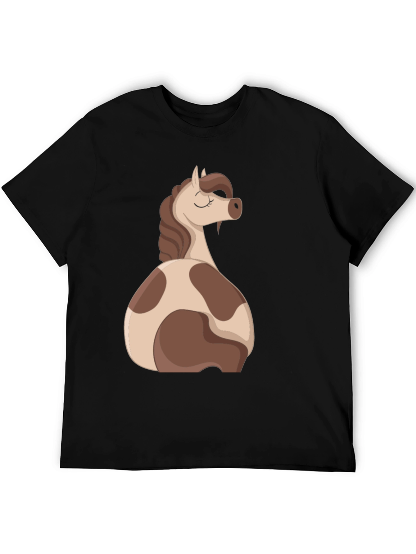 Black Horse Cartoon Graphic Black T-Shirt view 5