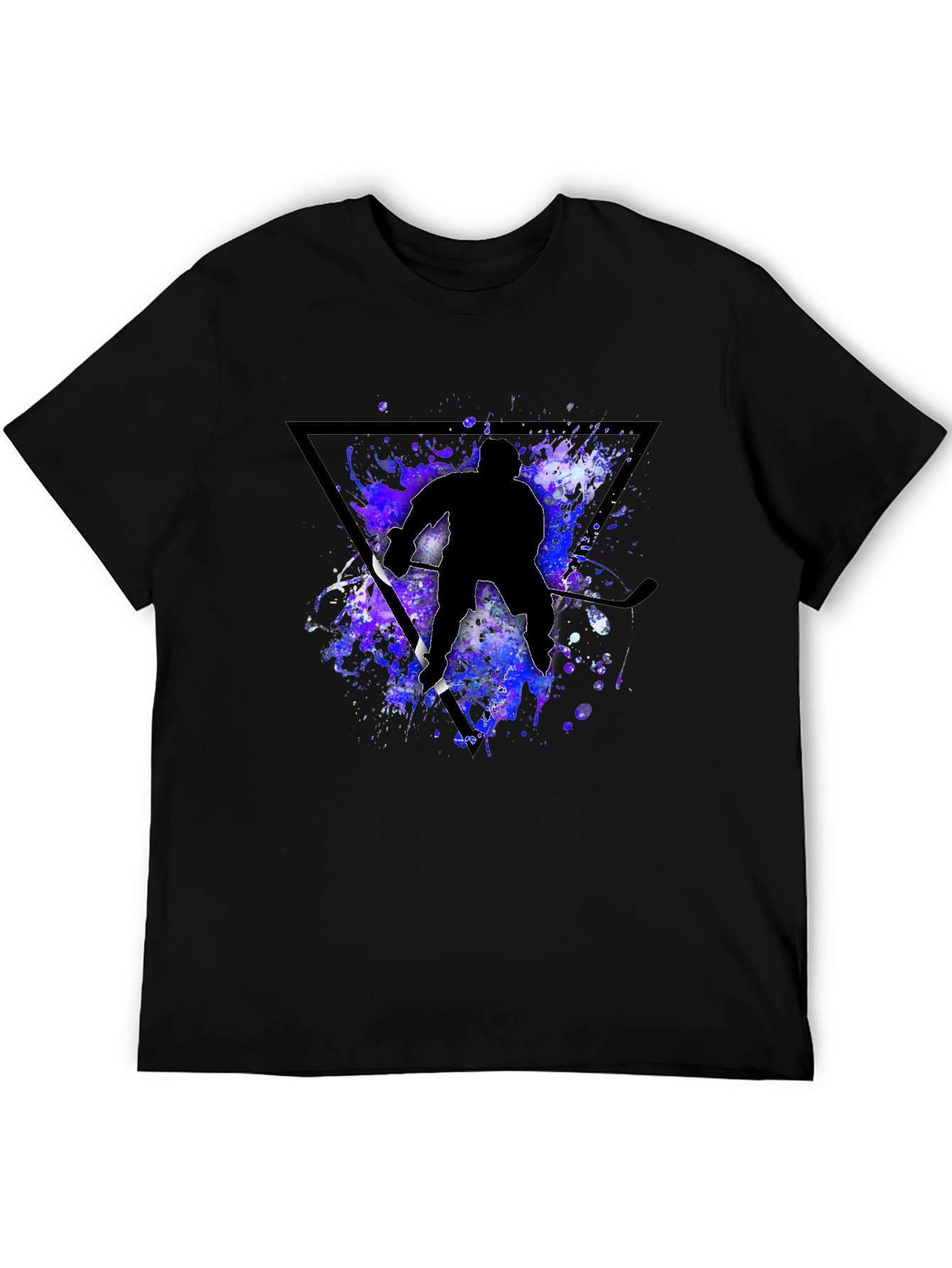 Black Hockey Player Silhouette T-Shirt - Black view 5
