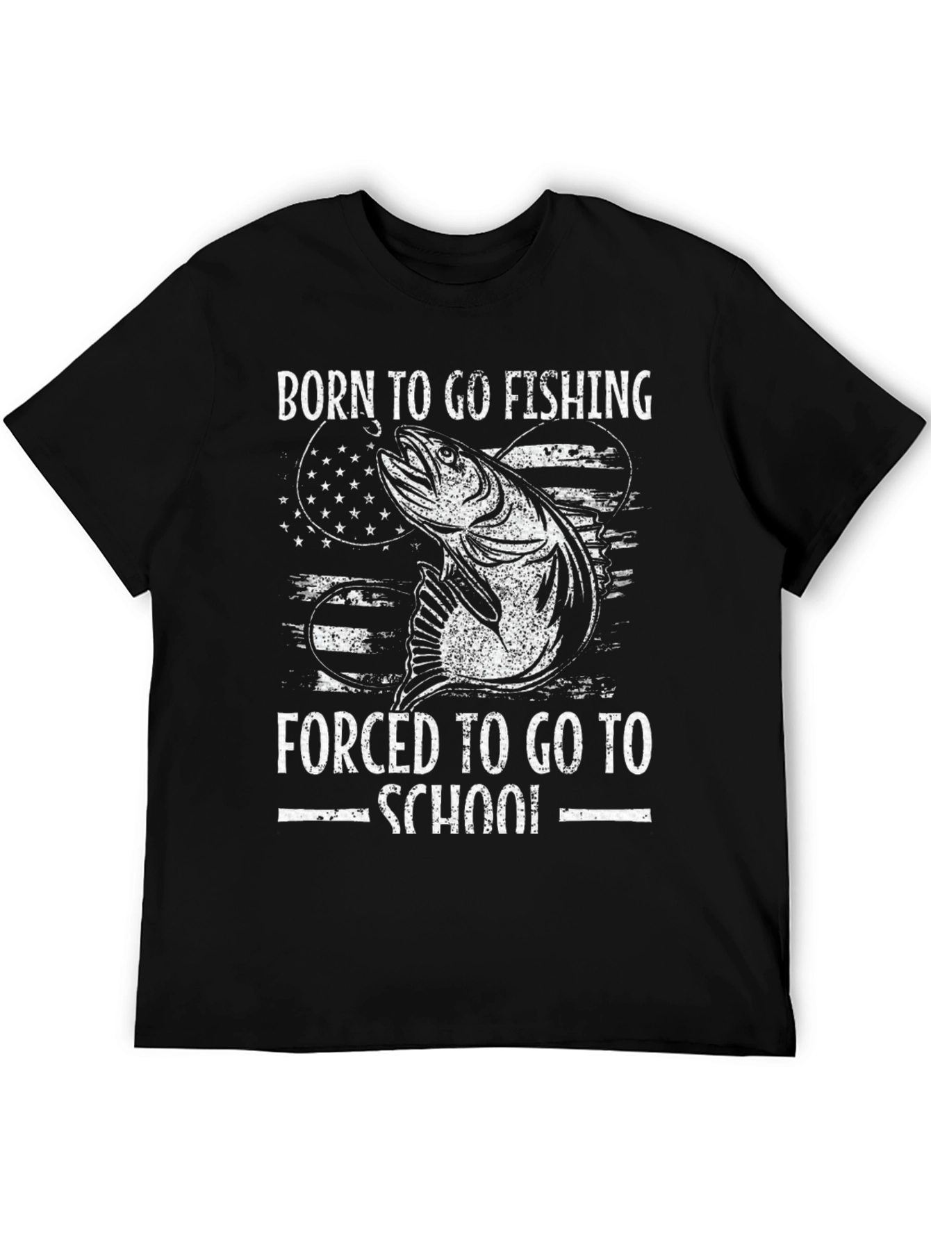 Black Born to Fish T-Shirt view 5