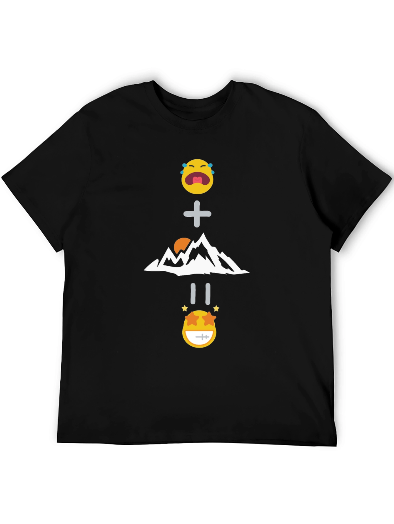Black Funny Emoji Mountain Equation Black T-Shirt view 5
