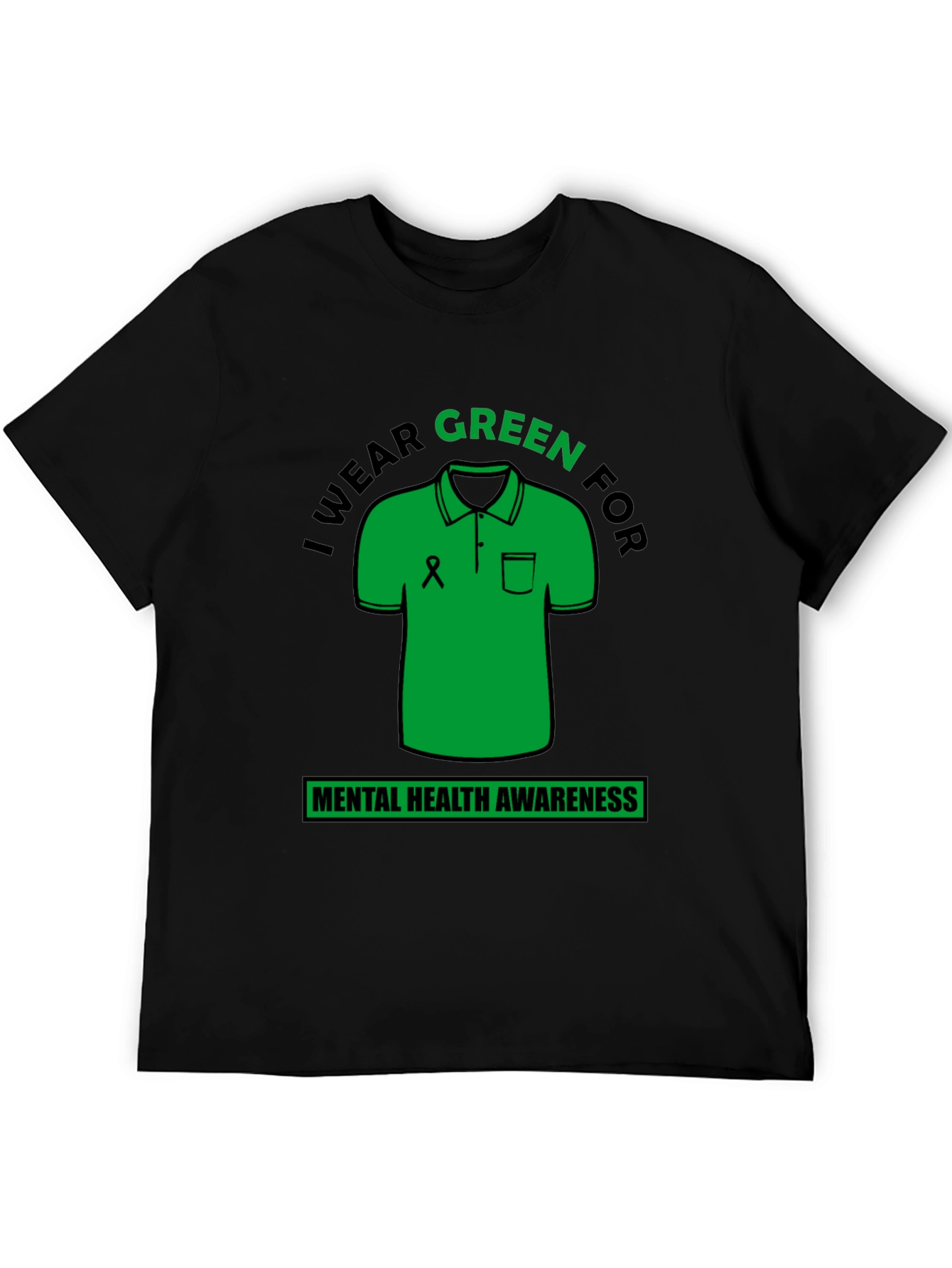 Black Green Mental Health Awareness T-Shirt view 5