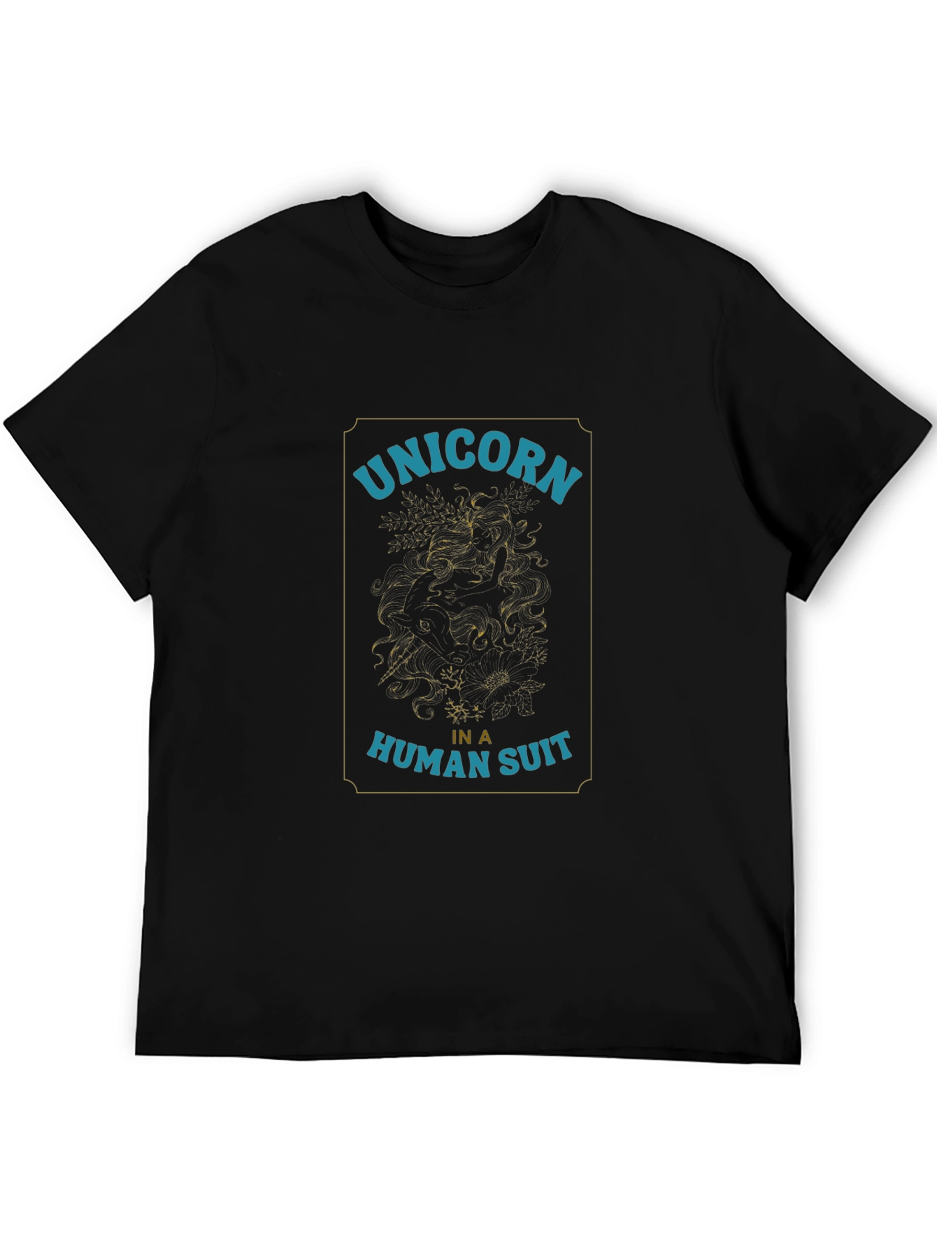 Black Unicorn in a Human Suit Graphic T-Shirt view 5