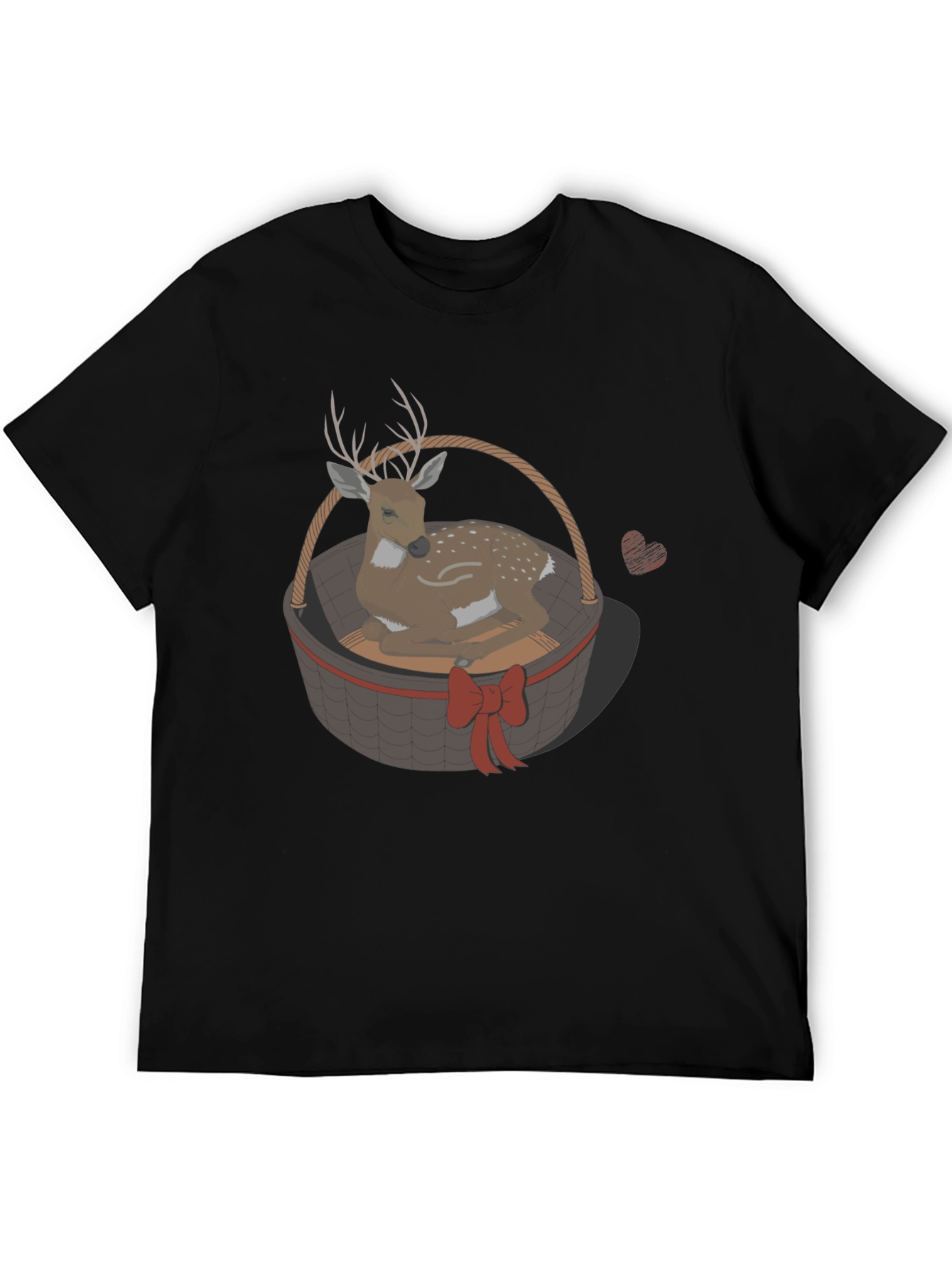 Black Deer in Basket Graphic Tee - Men's Black T-Shirt view 5