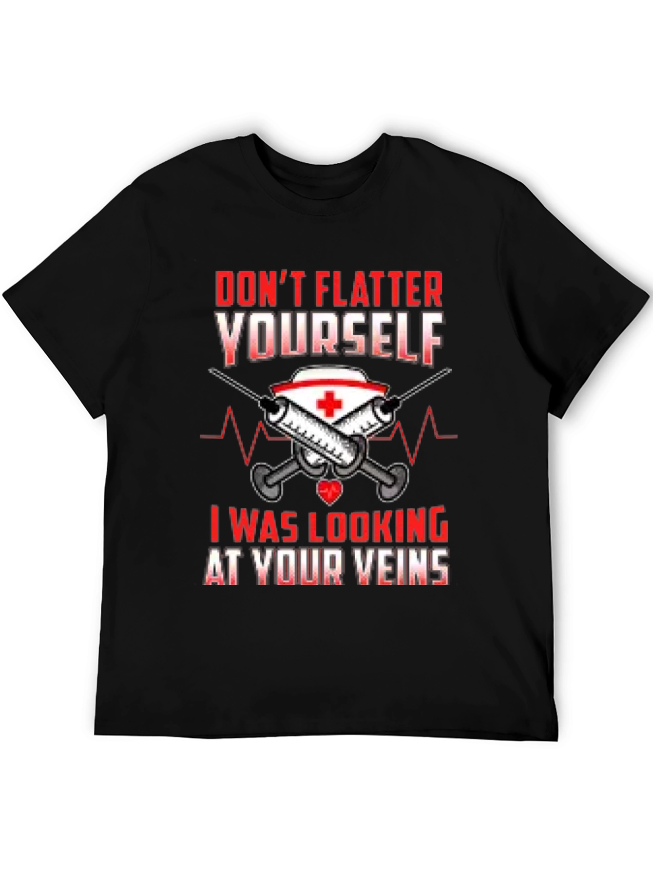 Black Funny Nurse Veins T-Shirt - Don't Flatter Yourself view 5
