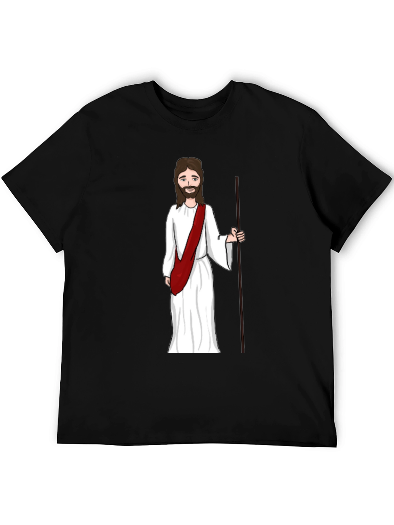 Black Jesus Cartoon Black T-Shirt view 5