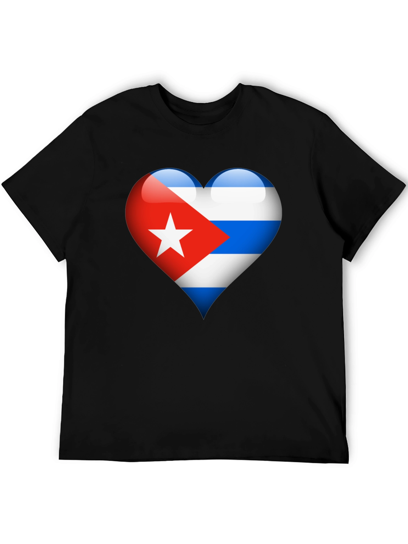 Black Cuban Flag Heart Graphic T-Shirt - Black view 5