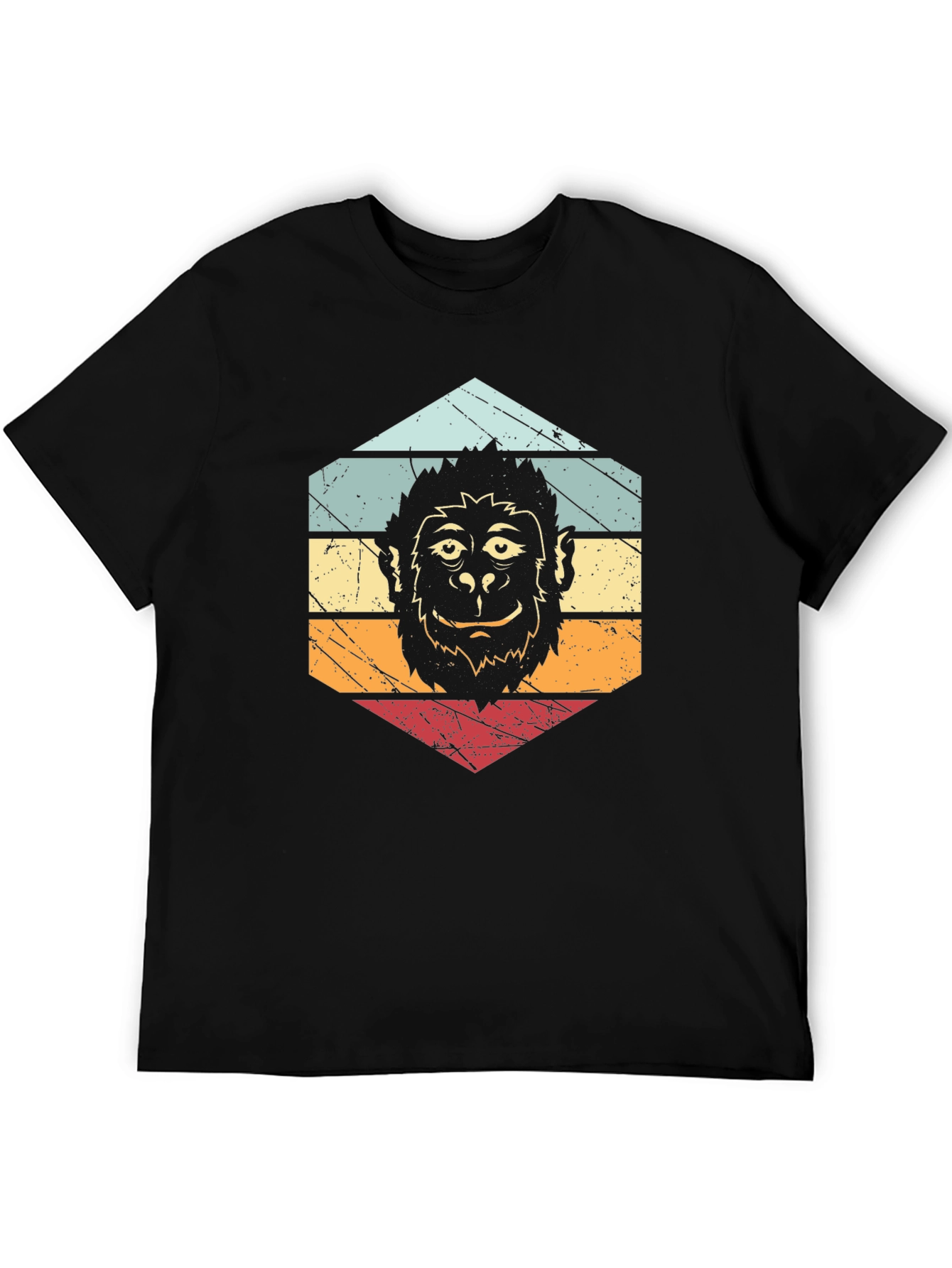 Black Retro Monkey Graphic Tee - Unisex view 5
