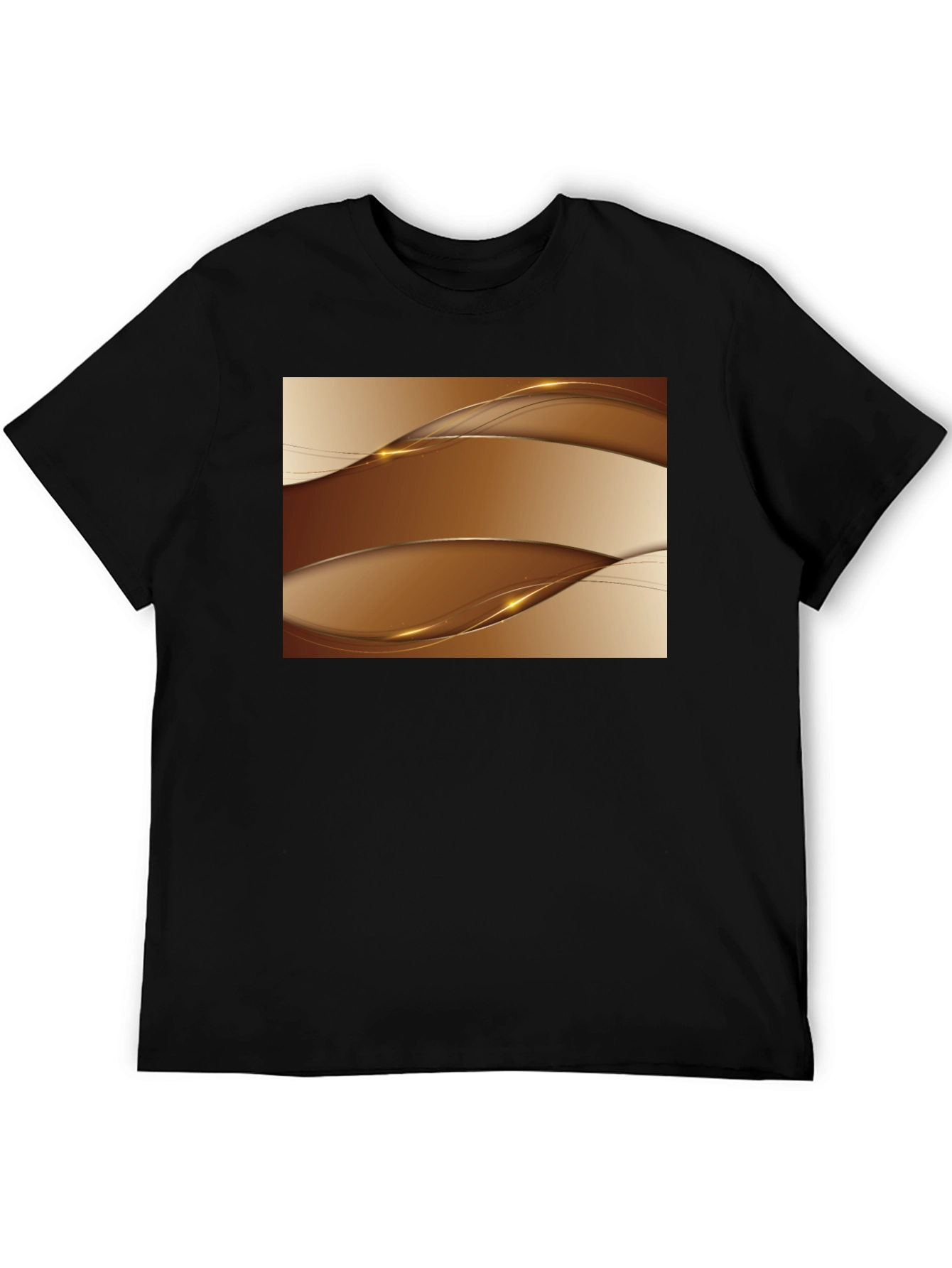 Black Stylish Abstract Wave Design Black T-Shirt view 5