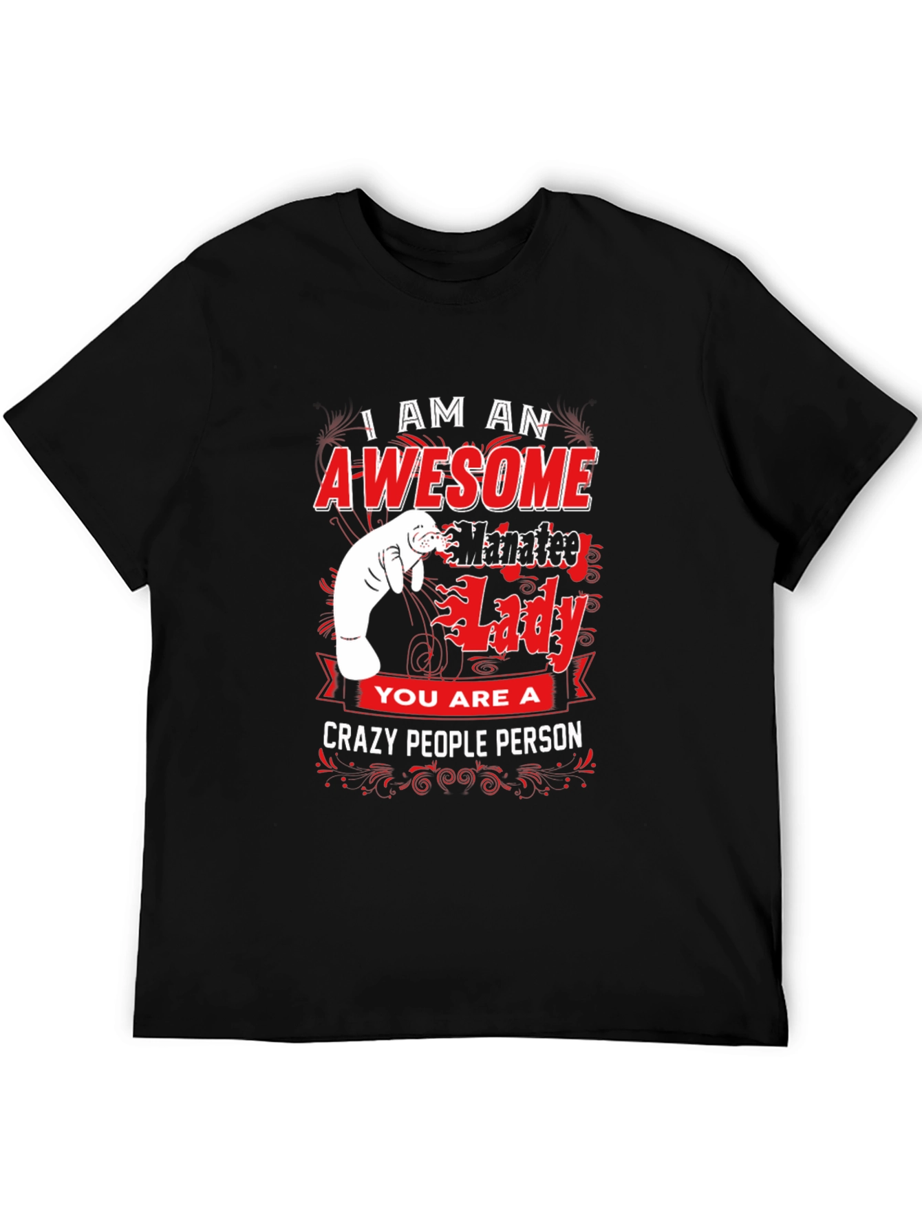 Black Awesome Manatee Lady Graphic Tee view 5