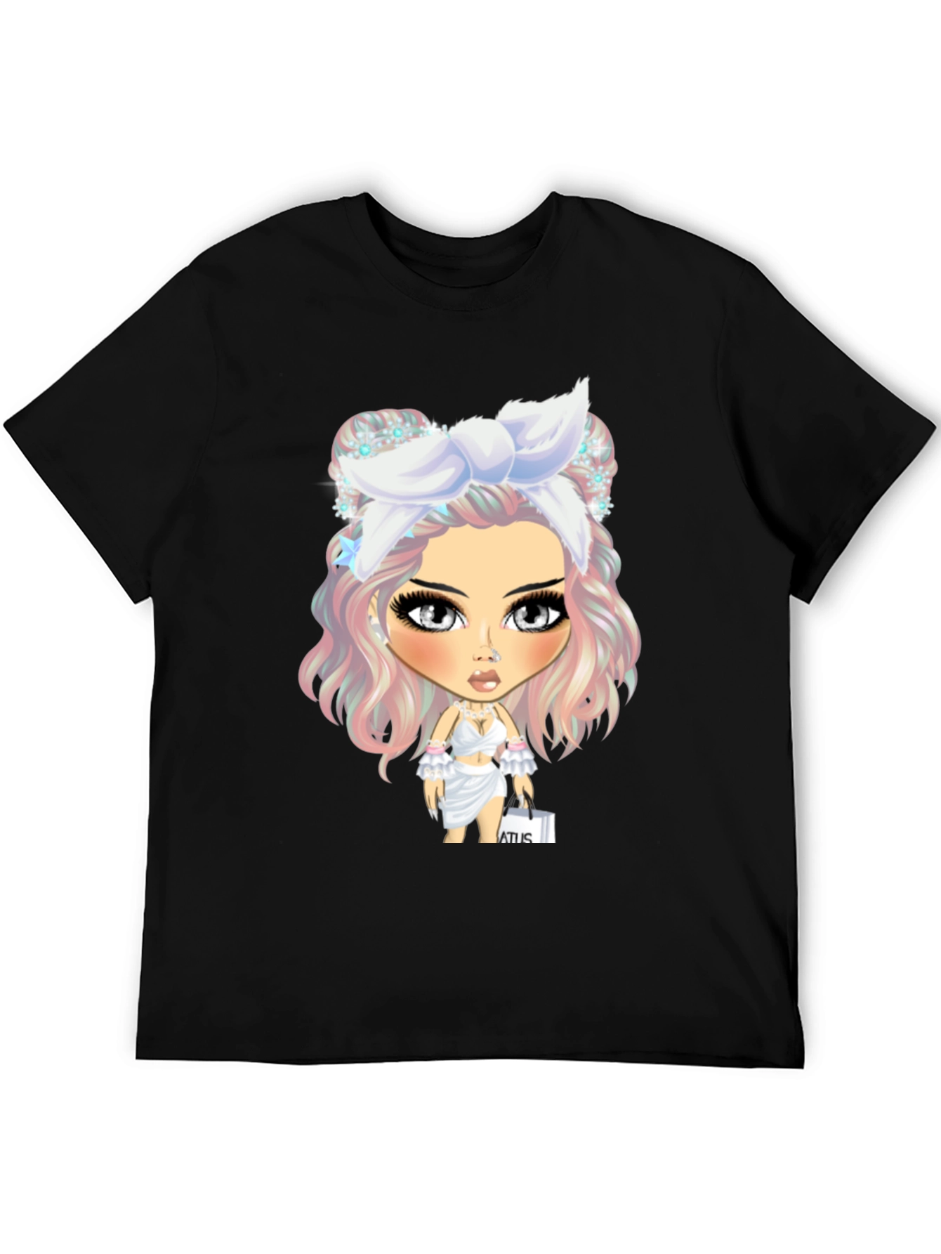 Black Stylish Graphic Tee - Cartoon Character view 5