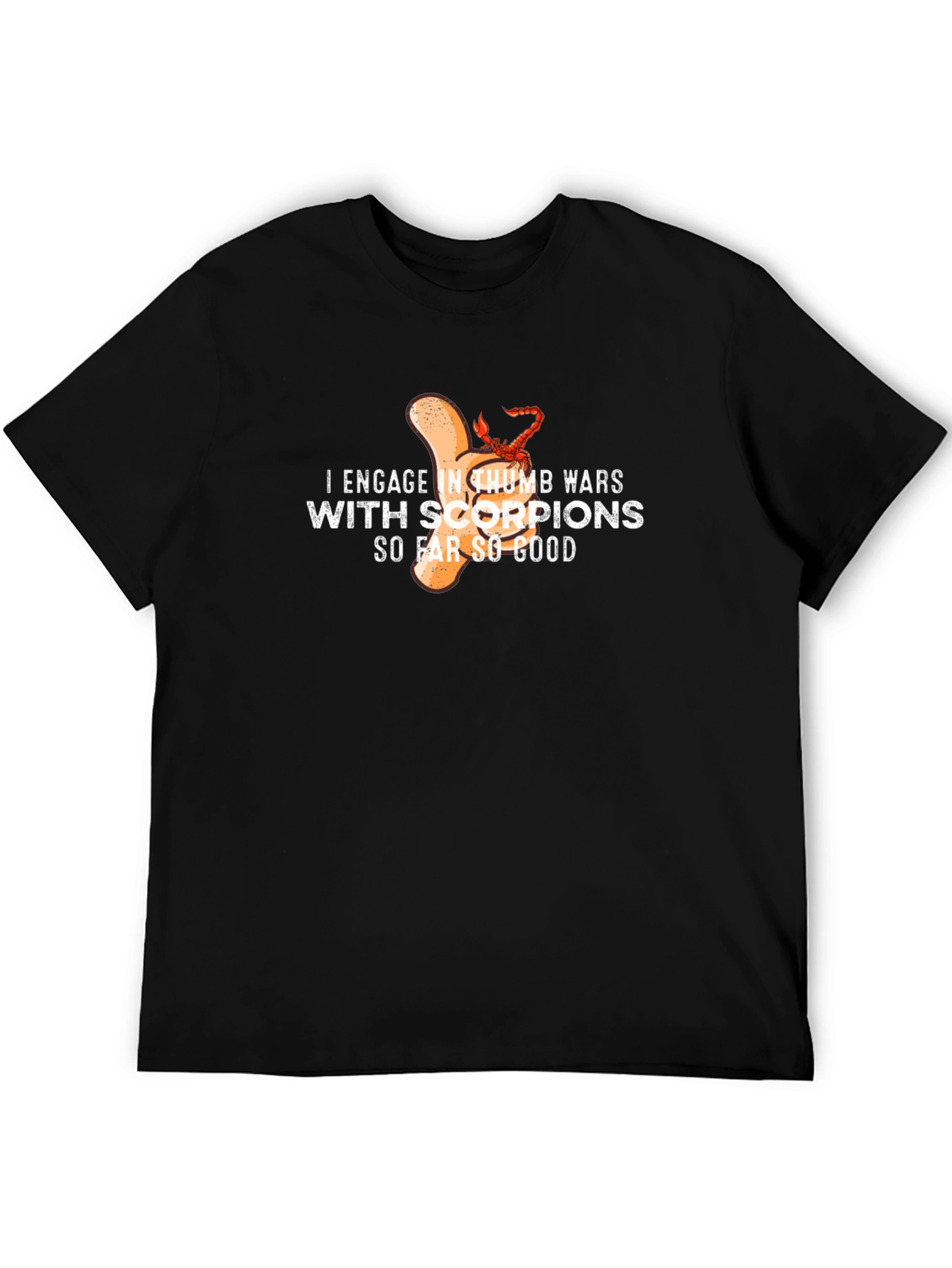 Black Funny Thumb War Scorpion T-Shirt - Black view 5