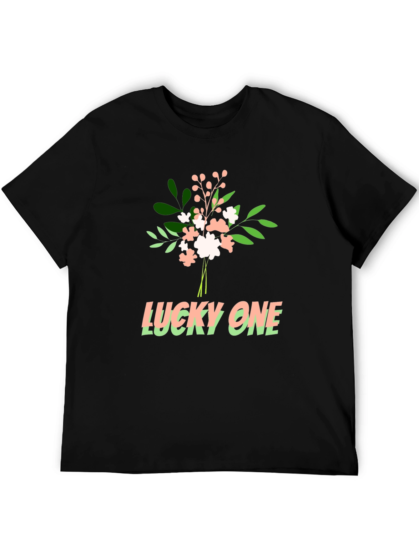 Black Lucky One Graphic Tee - Soft Cotton Blend view 5
