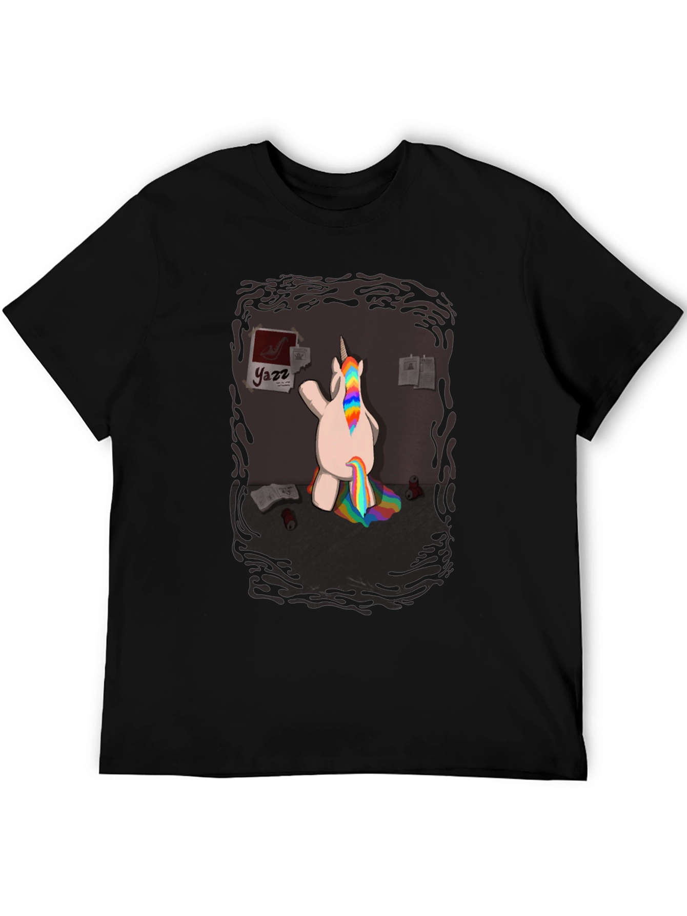 Black Funny Unicorn Rainbow Poop T-Shirt - Quirky Graphic Tee view 5