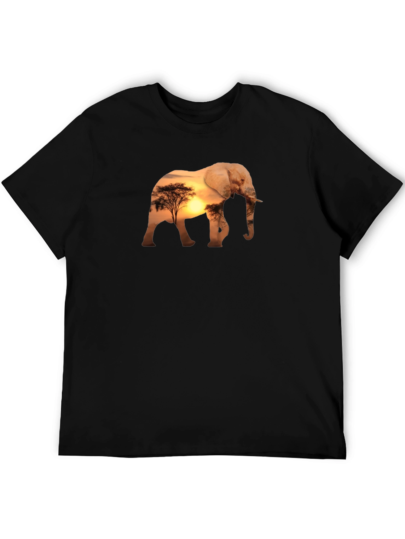 Black Elephant Sunset Graphic Tee - Black Cotton Comfort view 5