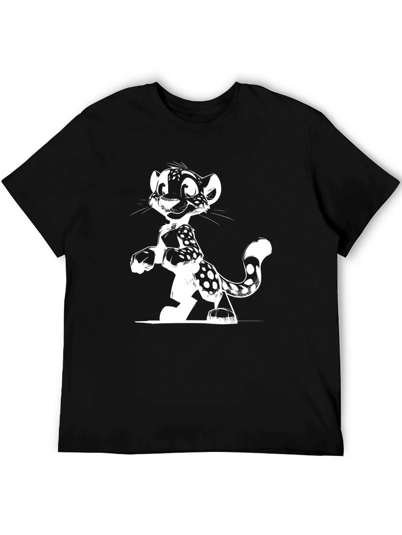 Black Cartoon Leopard Graphic Tee - Black view 5