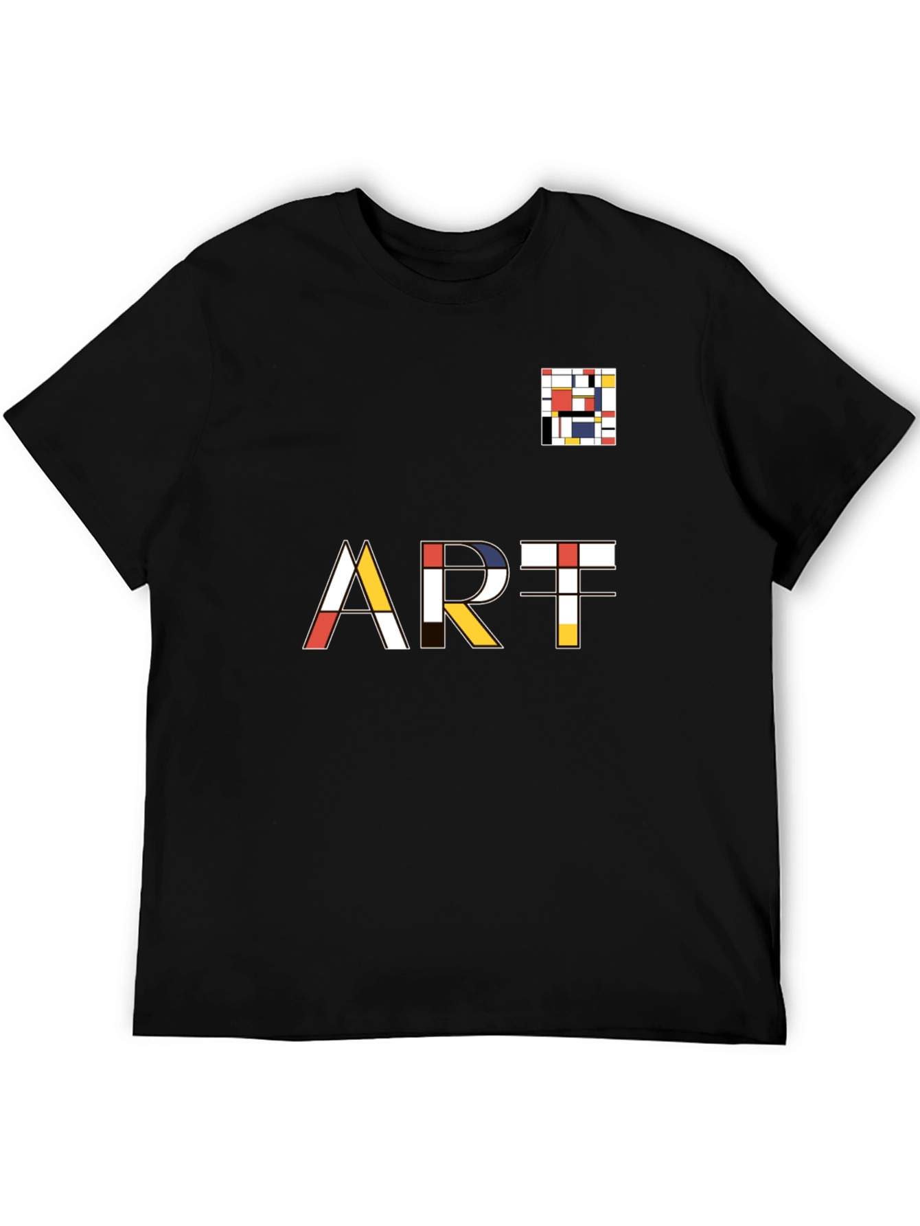 Black Mondrian Inspired Art T-Shirt - Modern Geometric Design view 5