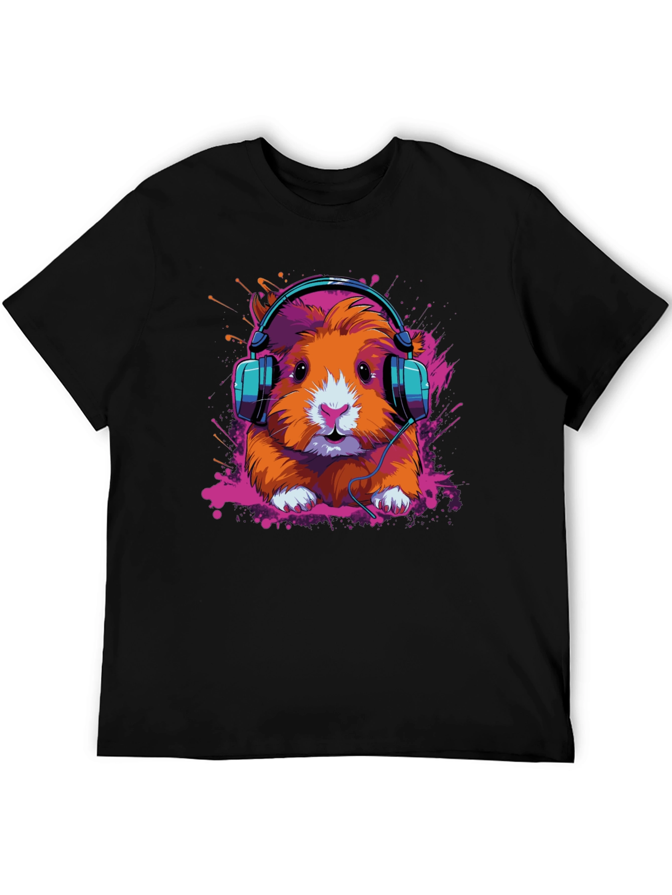 Black DJ Hamster Graphic Tee - Cool Animal T-Shirt view 5