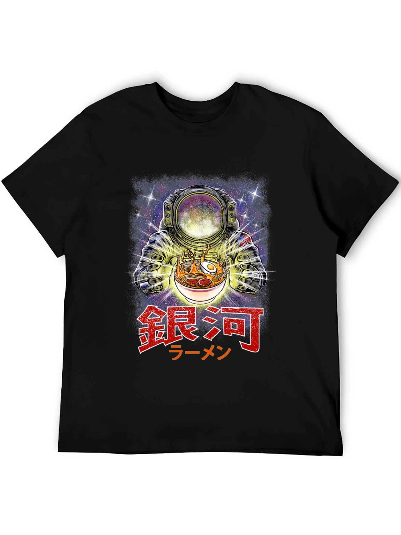Black Astronaut Ramen Graphic Tee - Galaxy Noodles T-Shirt view 5