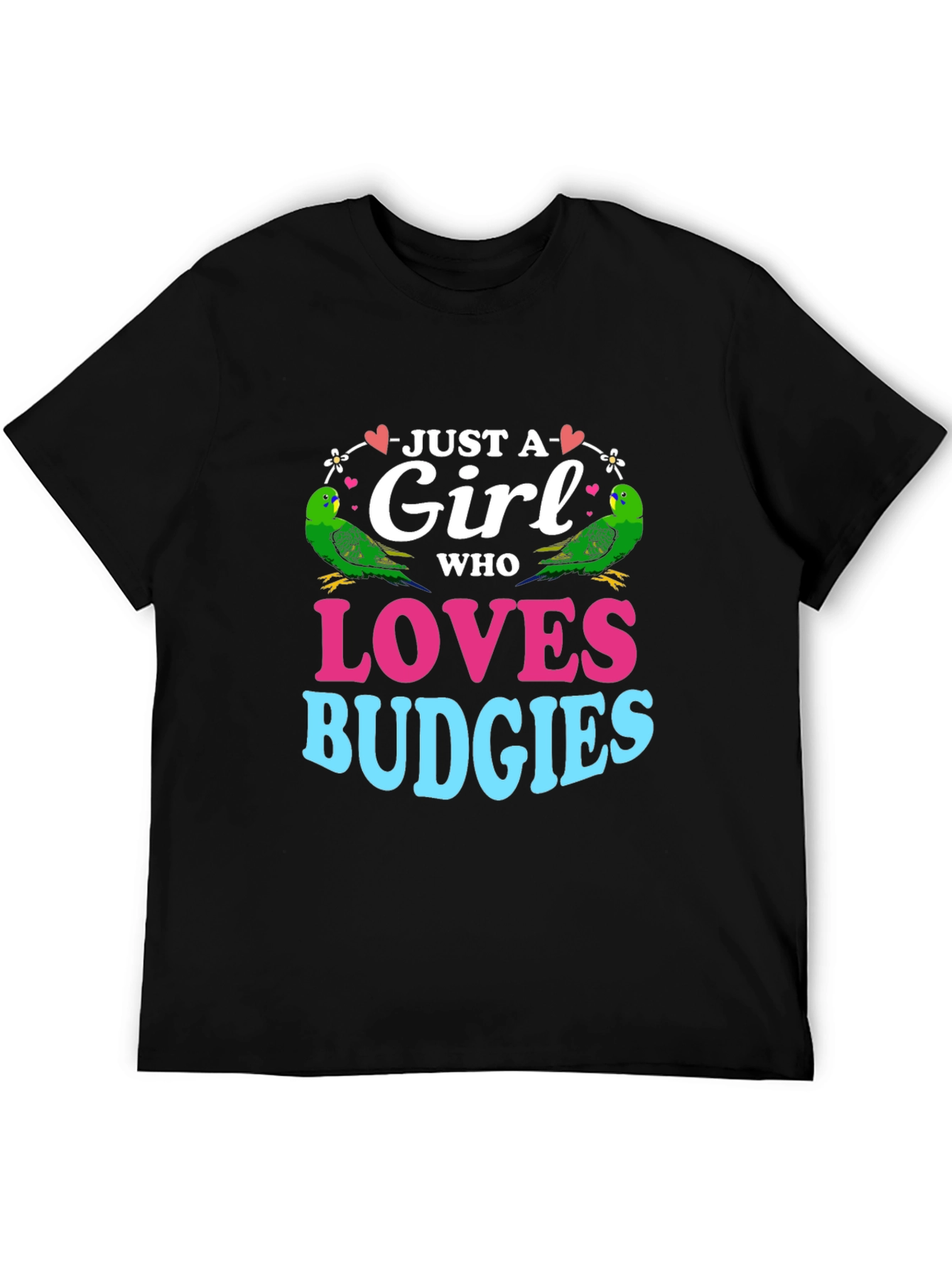 Black Just a Girl Who Loves Budgies T-Shirt view 5