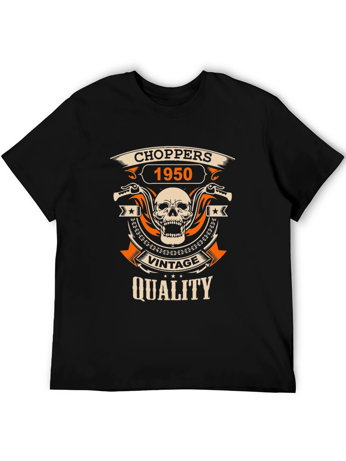 Black Vintage Choppers 1950 Quality Black T-Shirt view 5