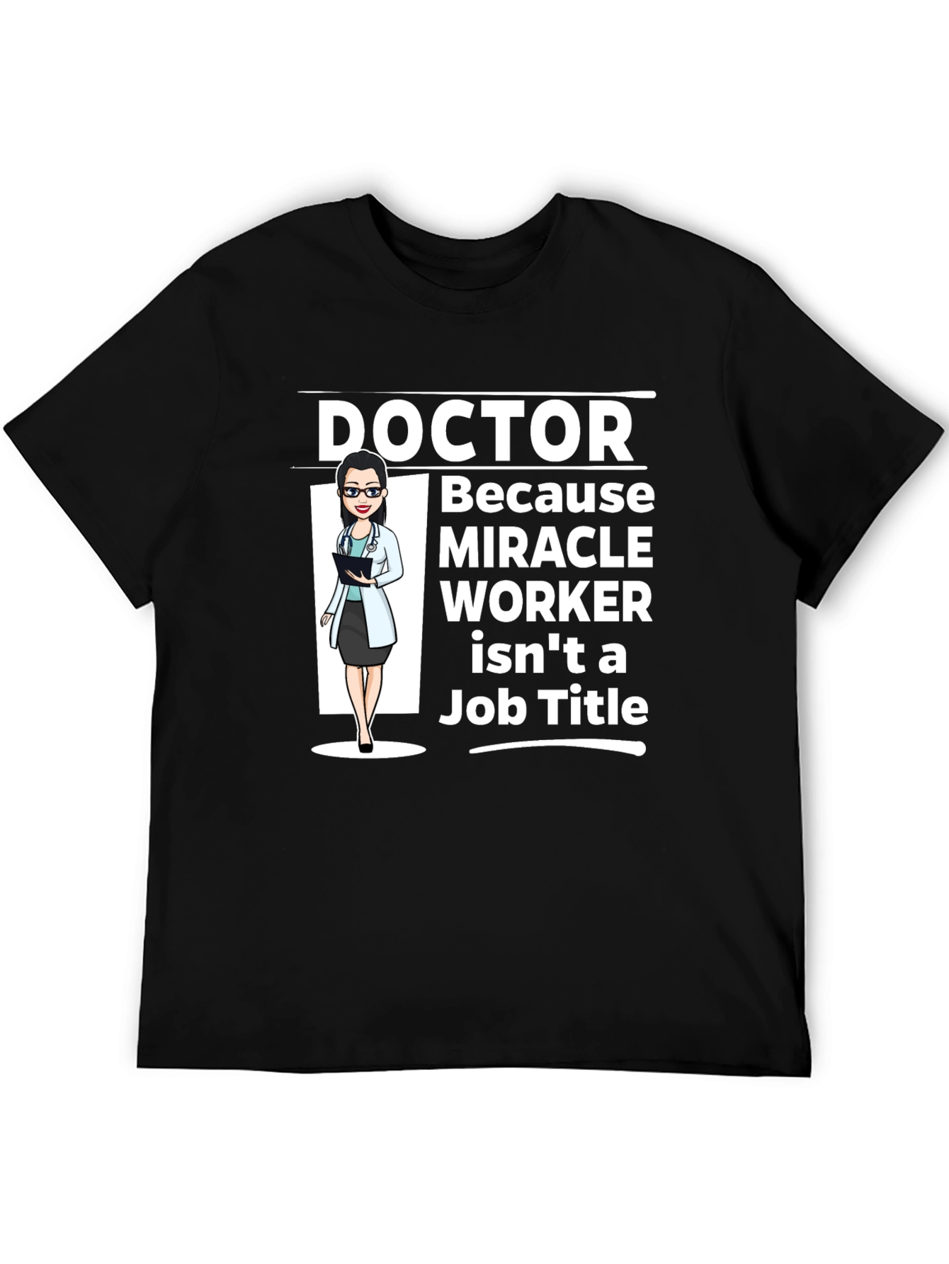 Black Doctor Miracle Worker T-Shirt - Black Cotton Tee view 5