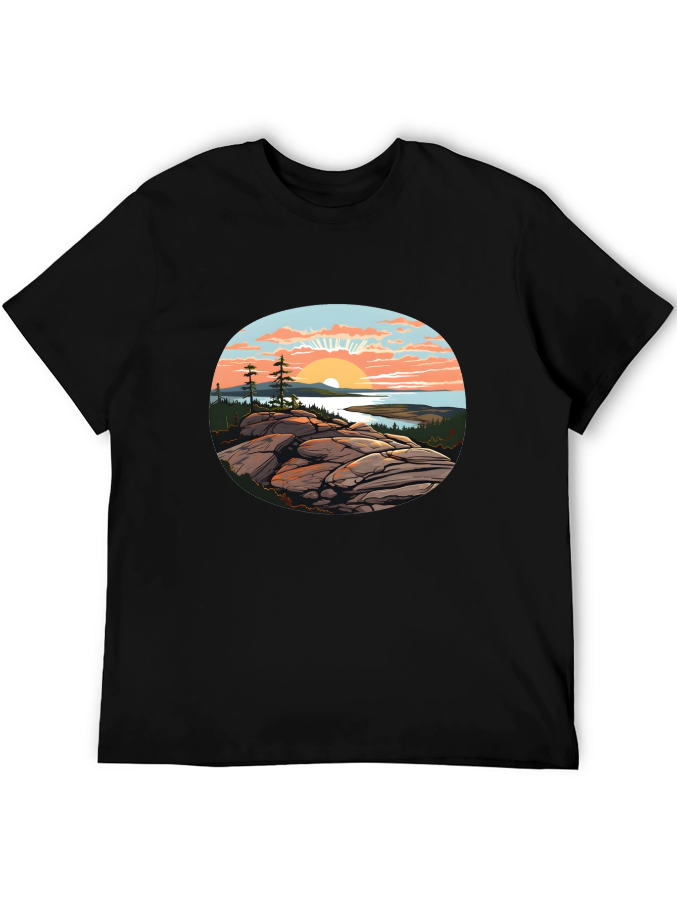 Black Scenic Sunrise T-Shirt view 5