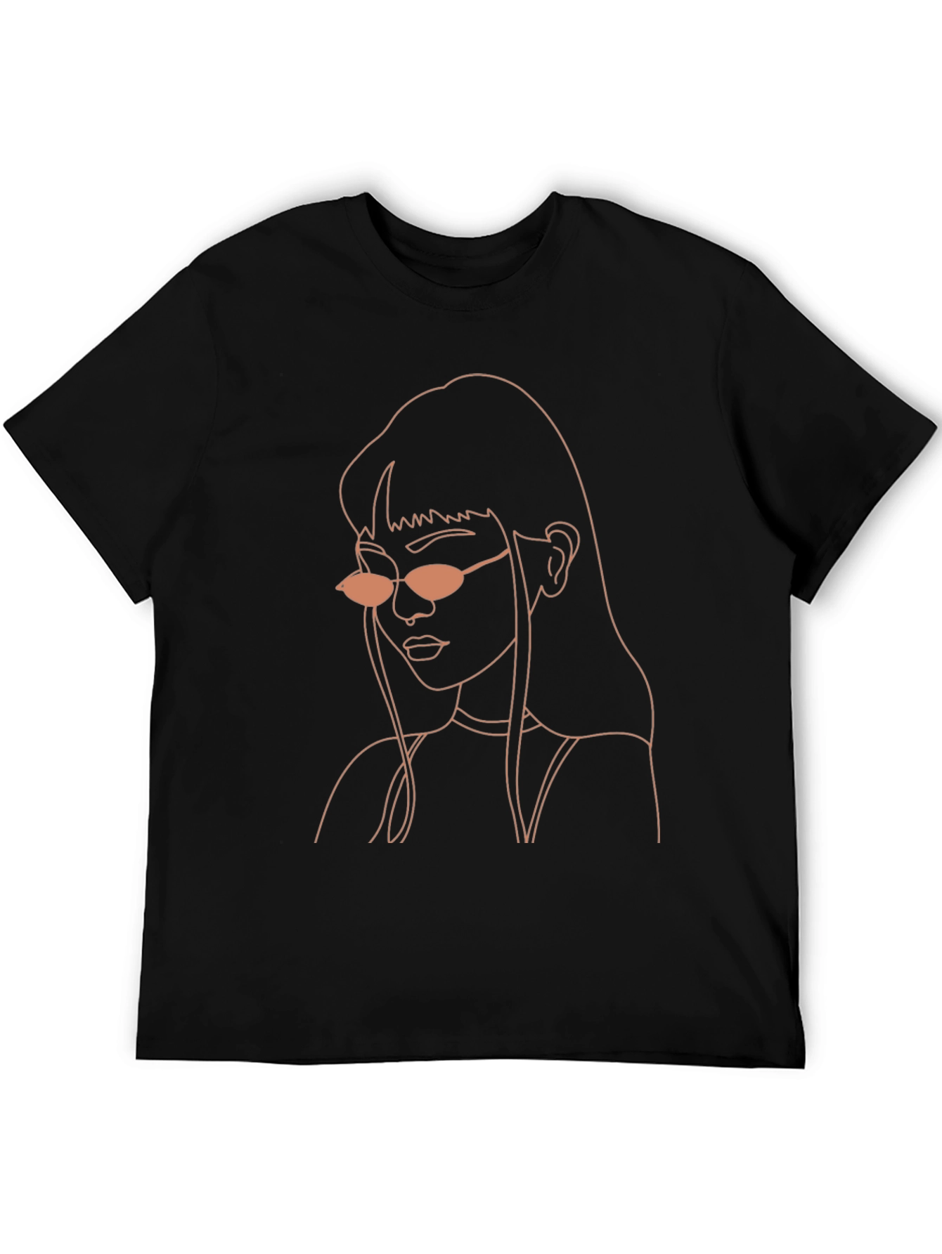 Black Minimalist Woman Line Art Graphic Tee - Black view 5