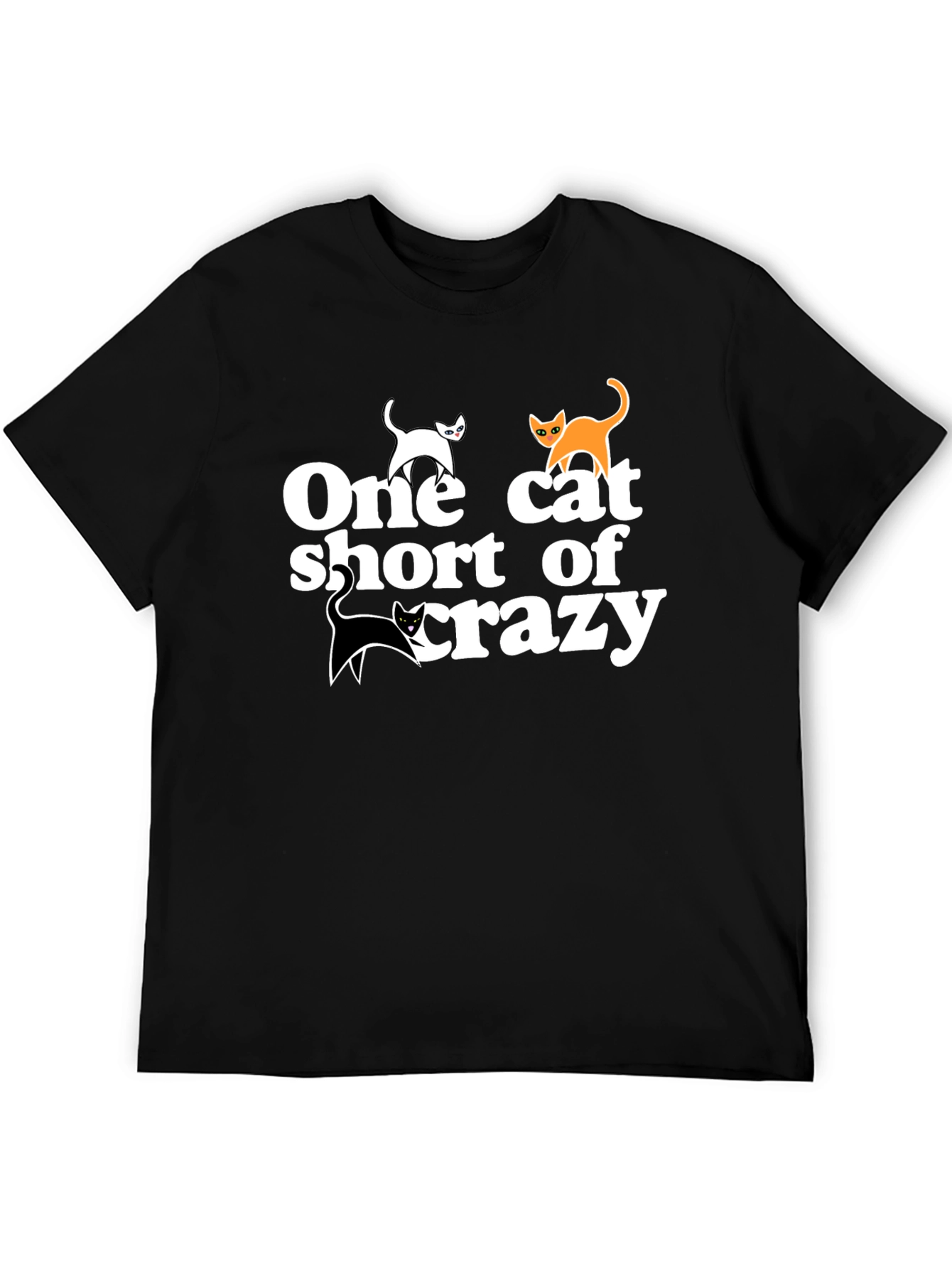 Black One Cat Short T-Shirt - Crazy Cat Lover Tee view 5