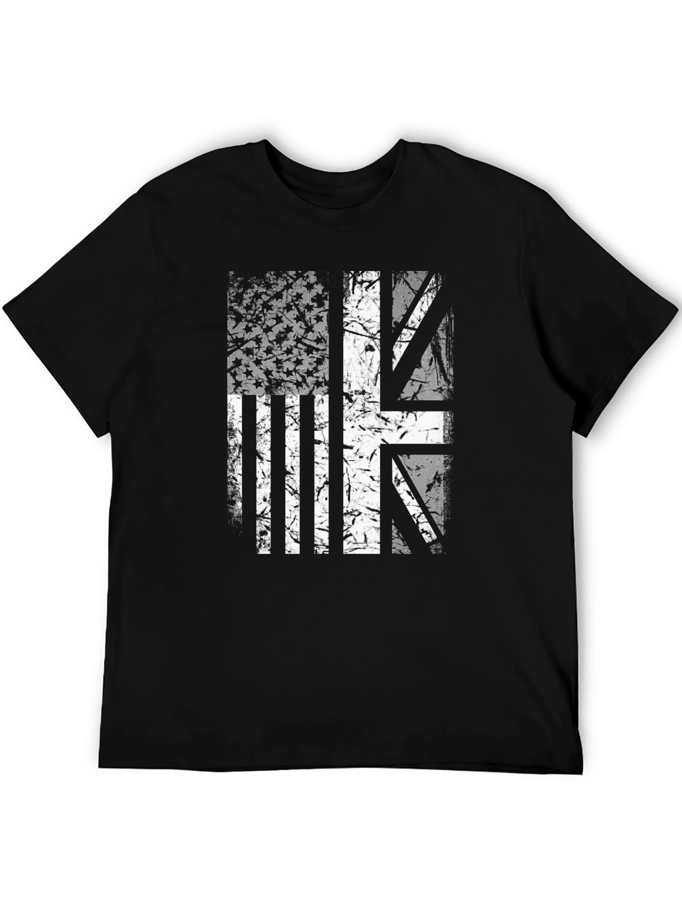 Black USA & UK Flag Graphic Print Tee view 5
