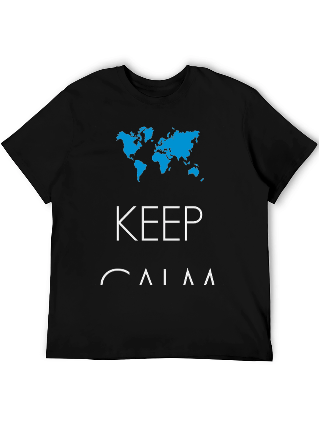 Black Keep Calm World Map T-Shirt view 5