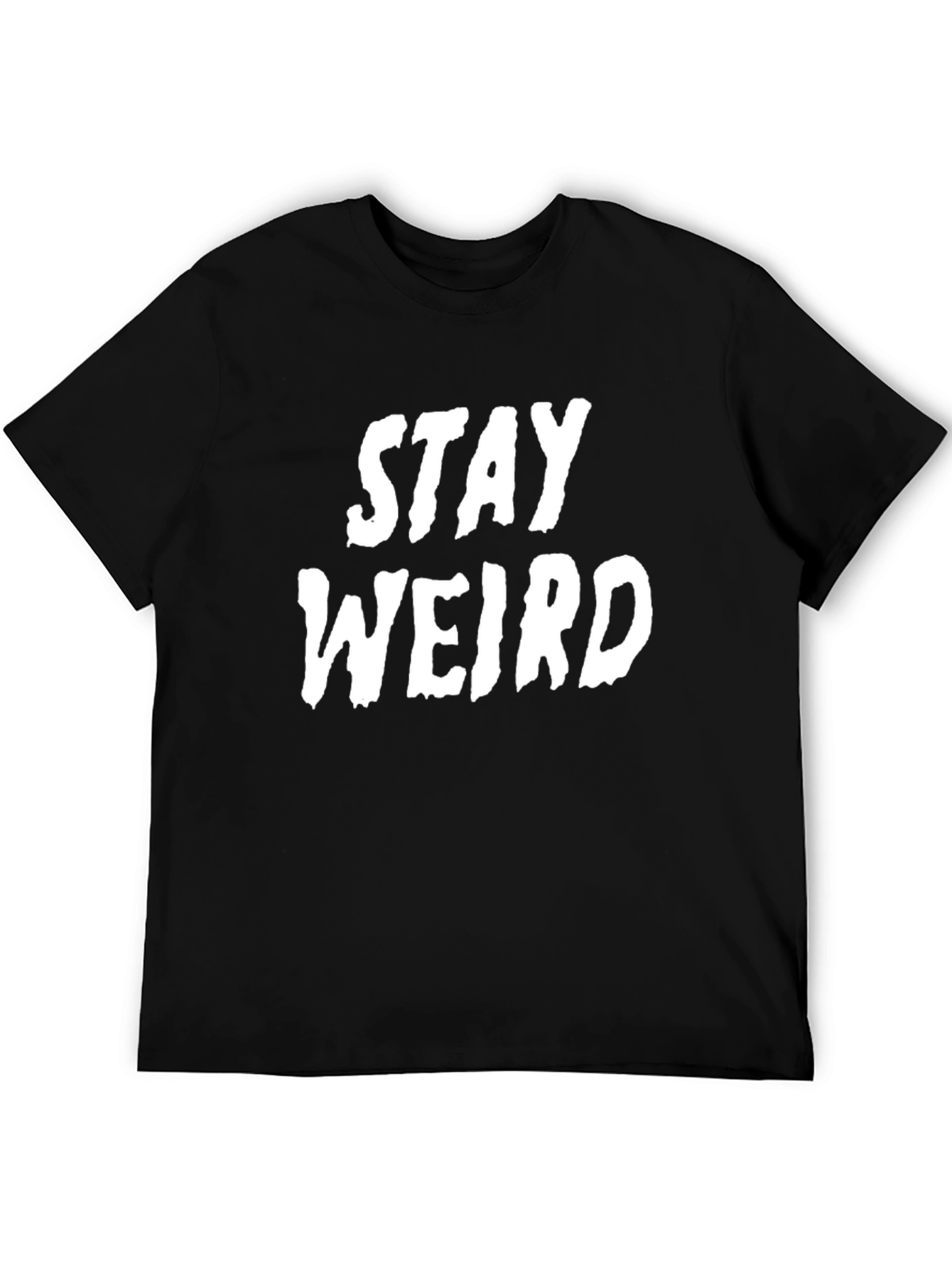 Black Stay Weird Graphic Tee - Black Cotton T-Shirt view 5
